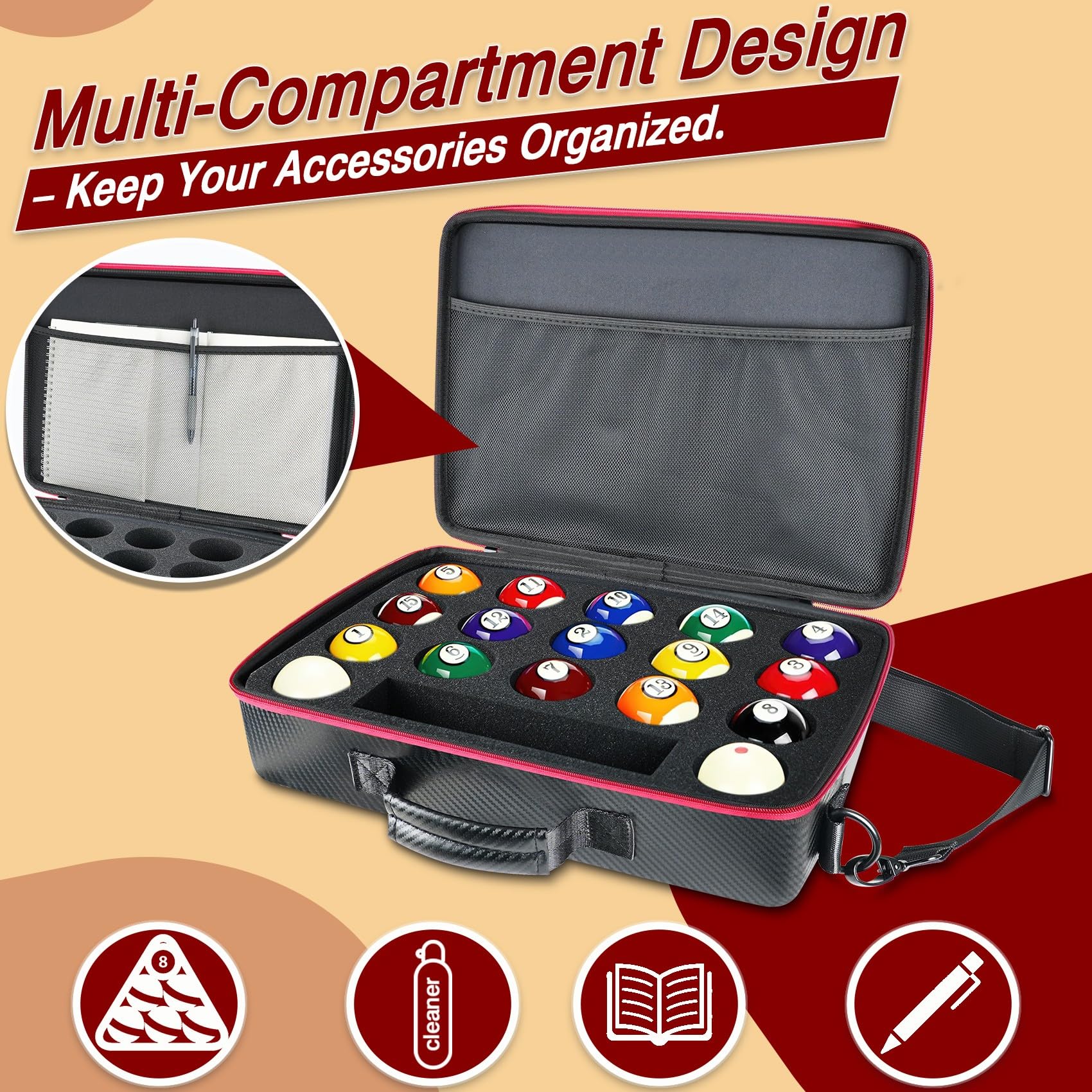 BCOATH Billiard Cue Storage Bag Pool Stick Carrying Case Flexible Pouch For Cue Protection For Travel And Organization