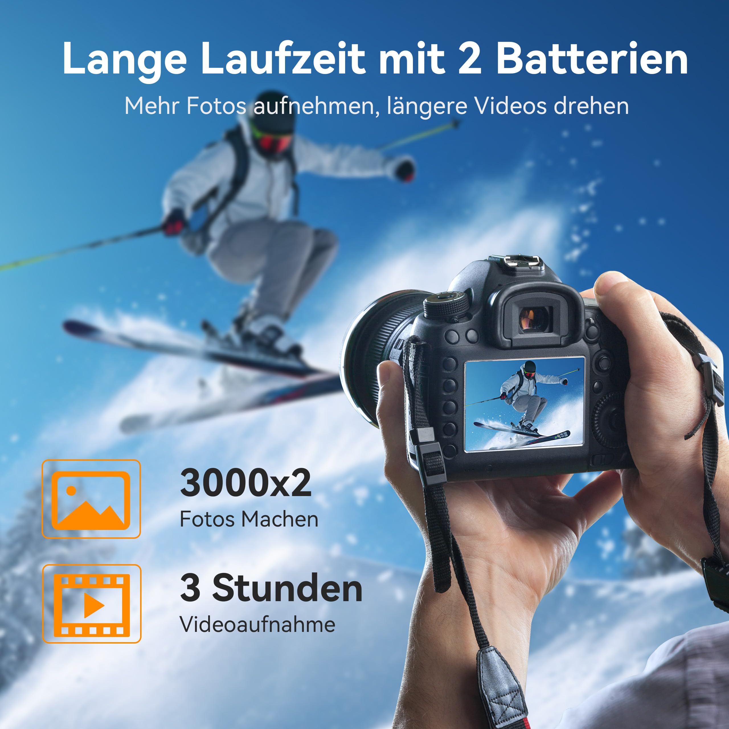 ENEGON LP-E6NH 20W Dual-Akku-Speicher-Schnellladegerät-Set (2X 3000mAh) kompatibel mit Canon EOS 5D, 6D,7D, 60D, 70D, 80D, 90D, XC10, XC15, R, R5, R6, R7, LCD-Anzeige