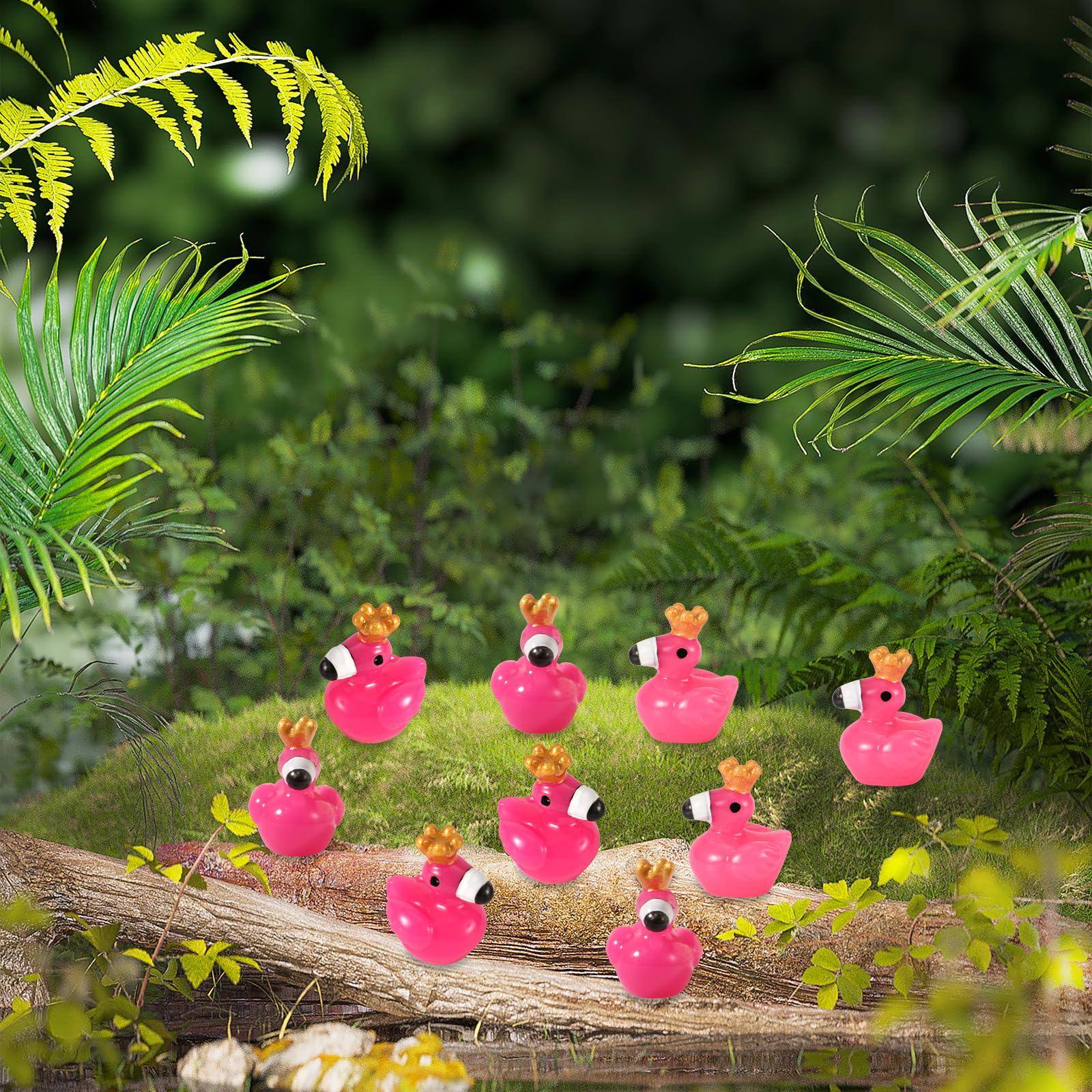 50 Pezzi Mini Statuette di Fenicotteri, Resina Animali in Miniatura Giocattoli per Fai Da Te Artigianato Paesaggistici Casa Delle Bambole Decorazioni per Torte Compleanno Festa Decorazioni