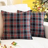 Vista 16 de Aqothes - Paquete de 2 fundas para cojines decorativos de Navidad, con estampado de cuadros escoceses para decoración festiva de granja u hogar