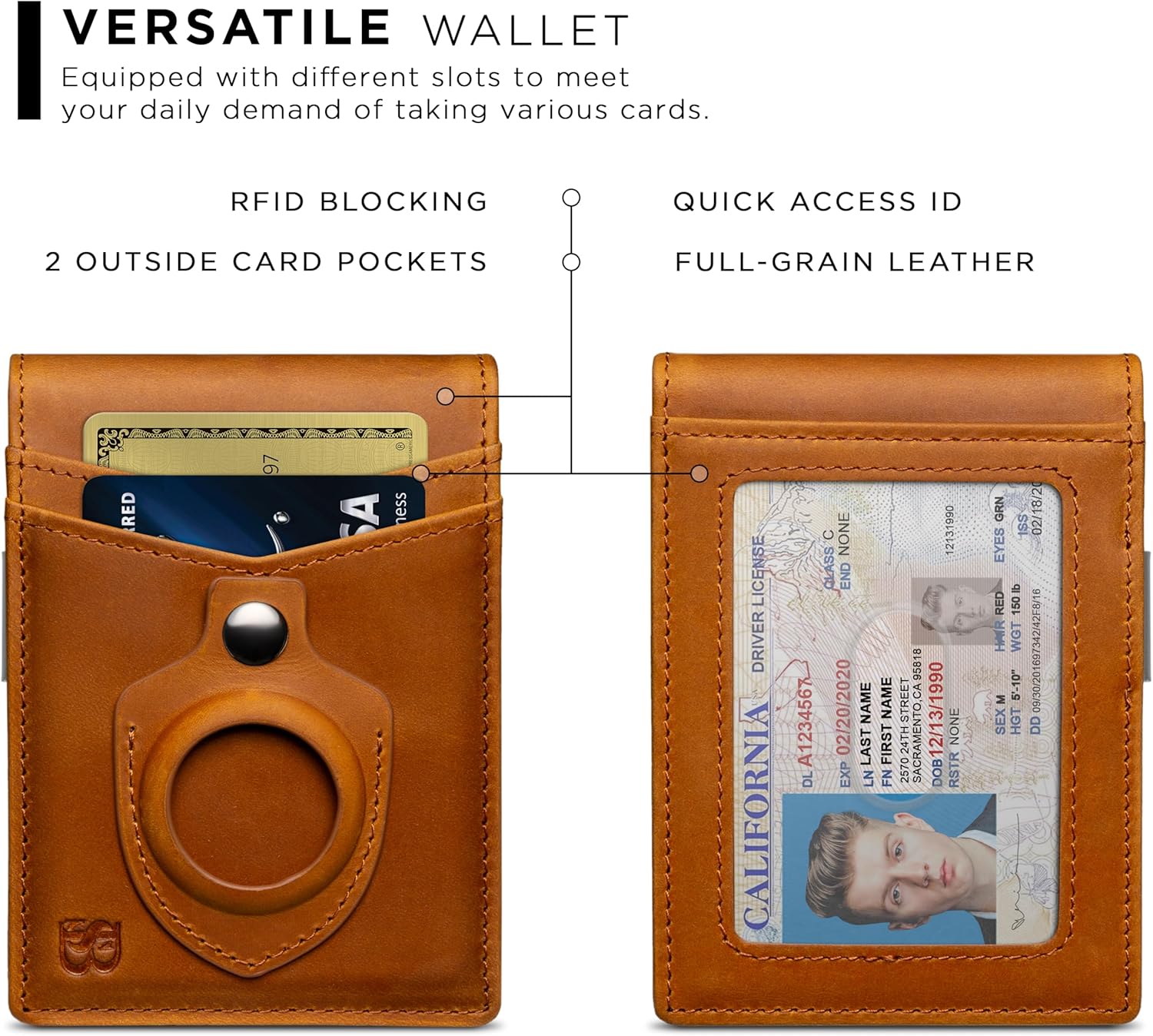 SERMAN BRANDS Money Clip Wallet - Mens Wallets slim Front Pocket RFID Blocking Card Holder Minimalist Mini Bifold - Image 4