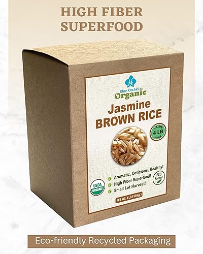 Miniatura 6 de Arroz de jazmín marrón orgánico de 4 libras de Tailandia, grano entero, vegano, natural, saludable, superalimento, sin gluten, certificado por USDA