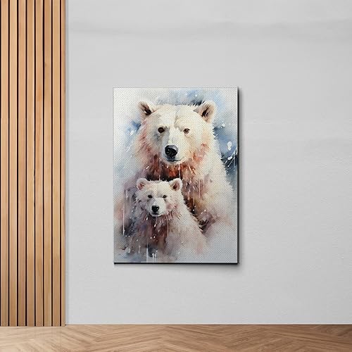 Fox Mother Cub Print, In The Style Of Stencil,Based, Kids Wall Art, Kids Wall Art Display, Mom And Baby Animal Art Print, Canvas, Wall Decor