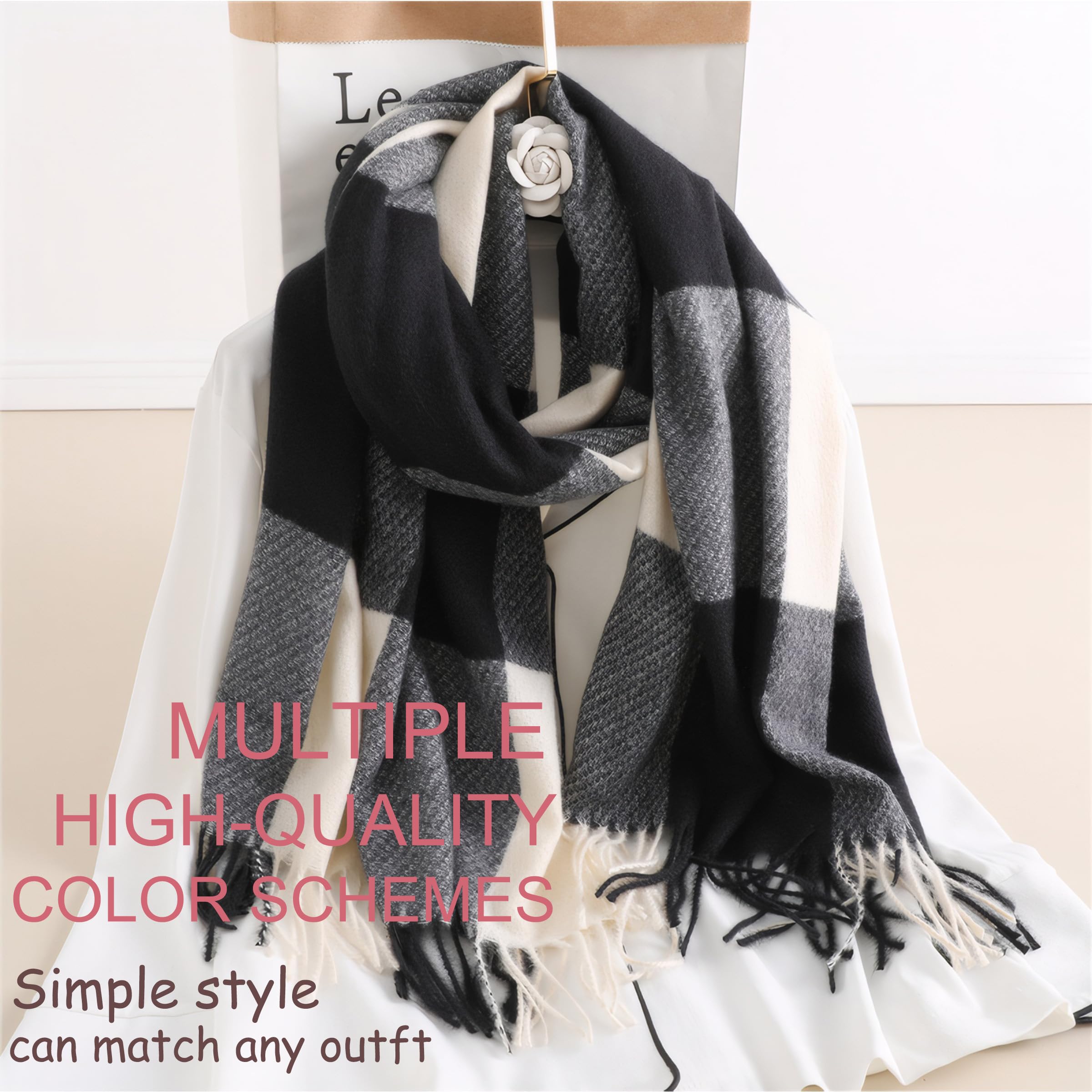PCIQUTE Tartan Plaid Scarves for Women Winter,Long Scarves for Women with Fringe,Super Soft Scarf for Women Winter