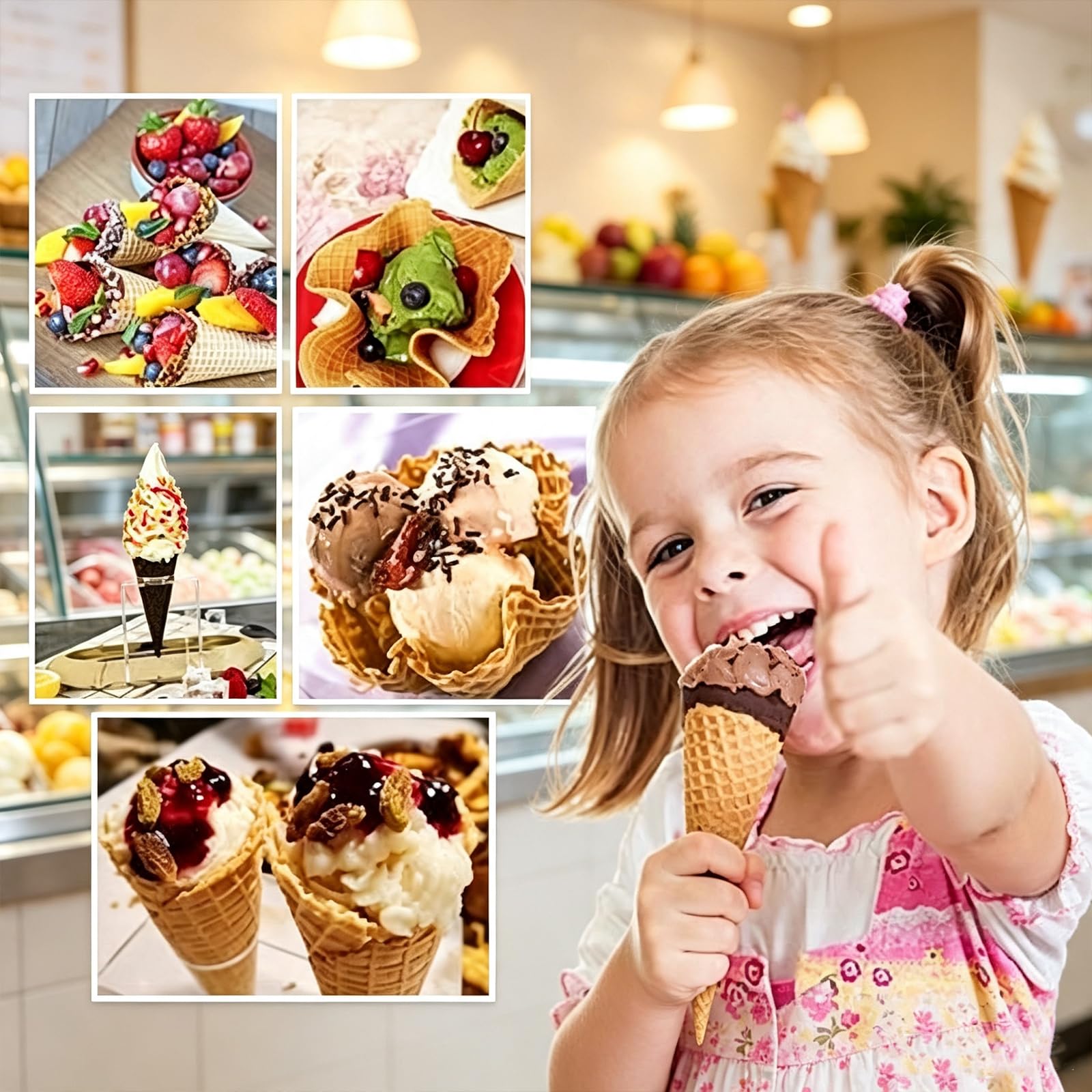 Máquina para Conos de Waffle y Rollos de Huevo de 1200W con Temporizador | Calentamiento de doble cara, placa antiadherente, apagado automático, acero inoxidable para uso en el hogar y en cafeterías