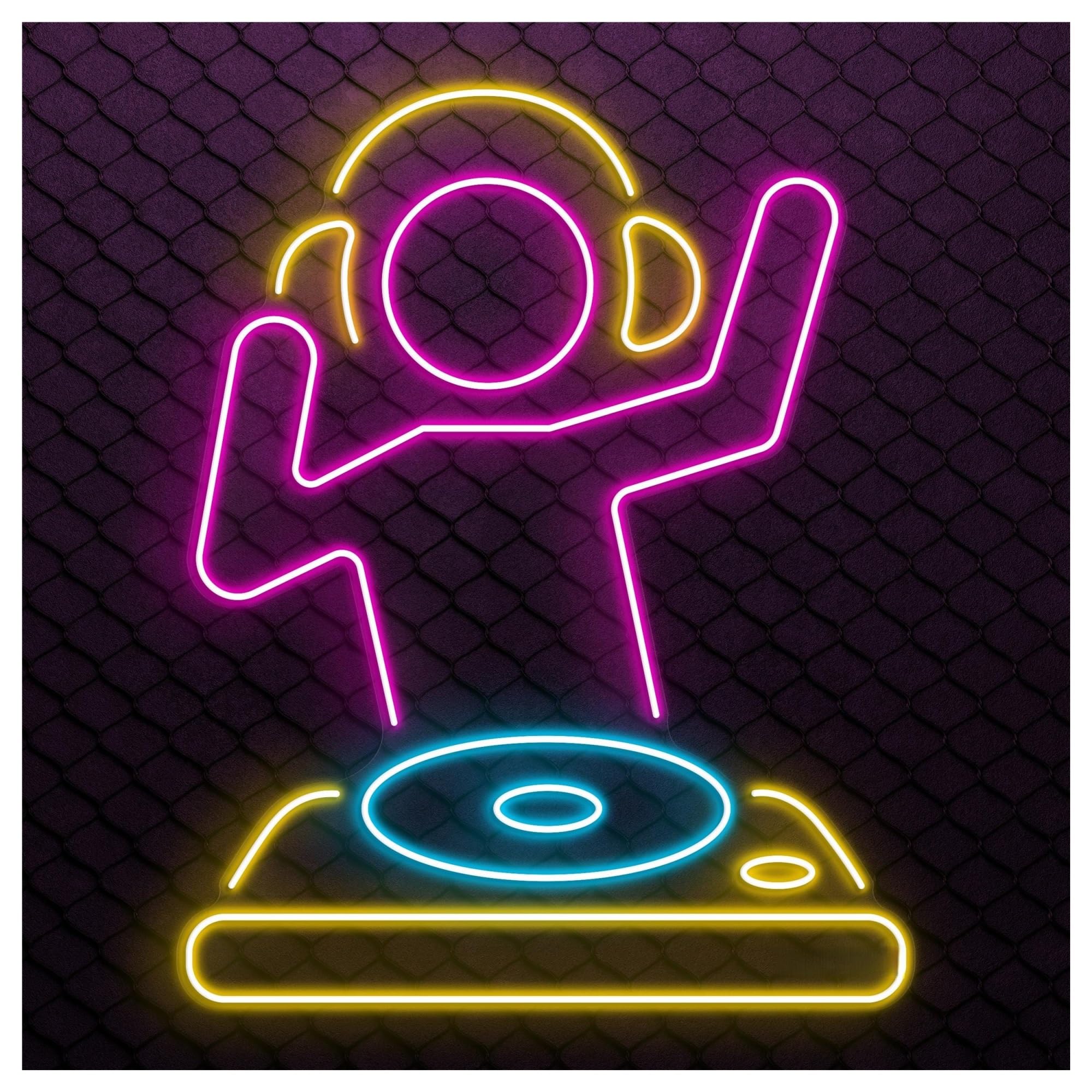 RONGCH Hanging Art Signs DJ Neon Sign, Suitable for Club Party Wall Decor with Brightness Adjustable 45cm