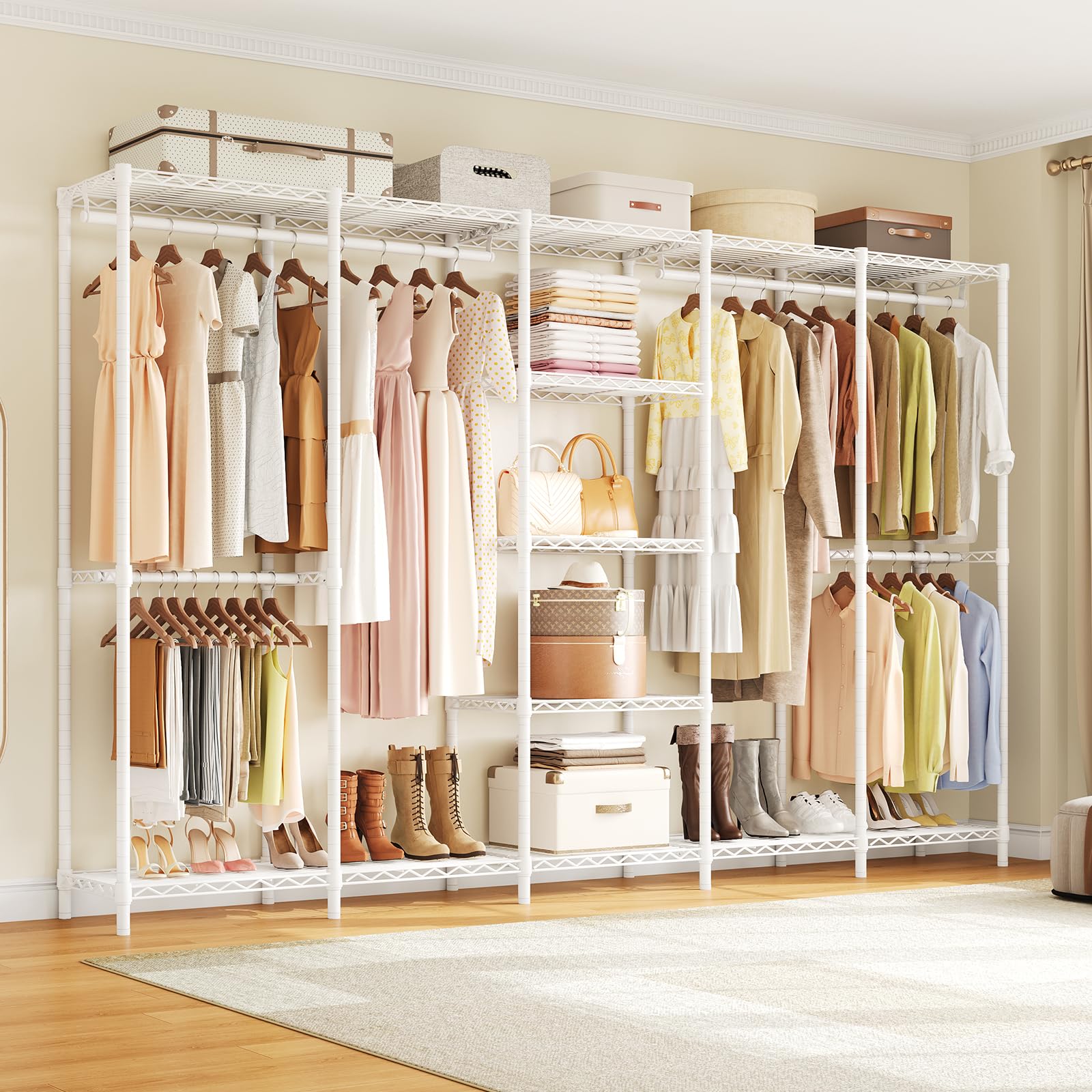 ONBRILL F5 Heavy Duty Clothes Rack Freestanding Modular Closet System White