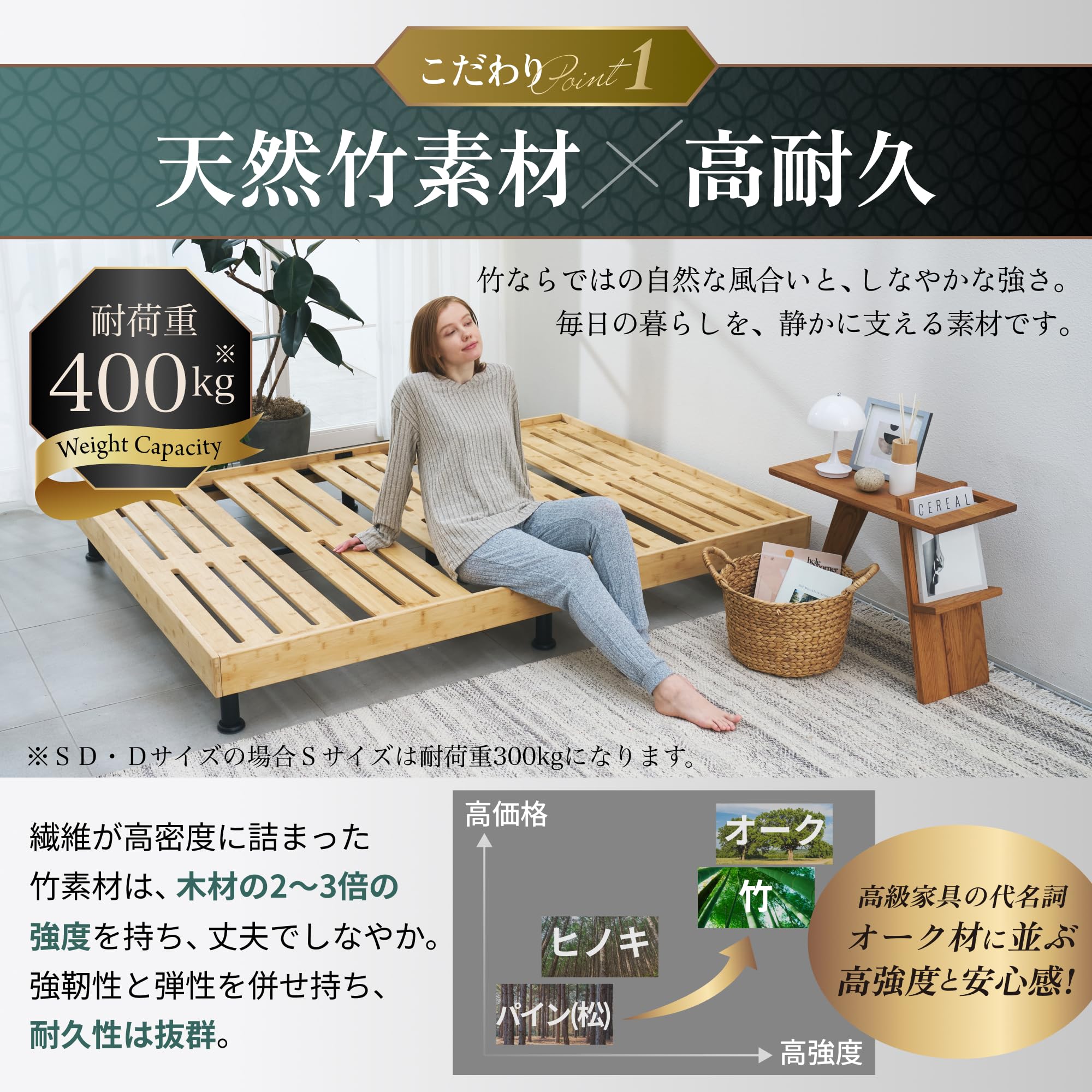 GOKUMIN ローベッド シングル 竹素材 耐荷重300kg バンブーベッド Amazon｜GOKUMIN ベッドフレーム ベッド シングル プレミアムバンブー