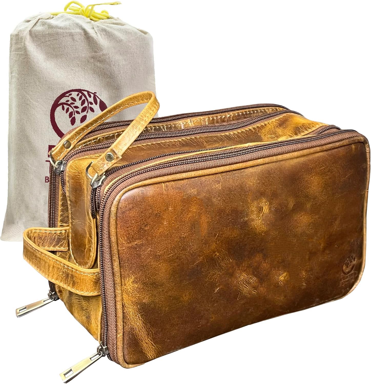 Rustic Townleather Toiletry Bag Men Shaving Dopp Kit Women