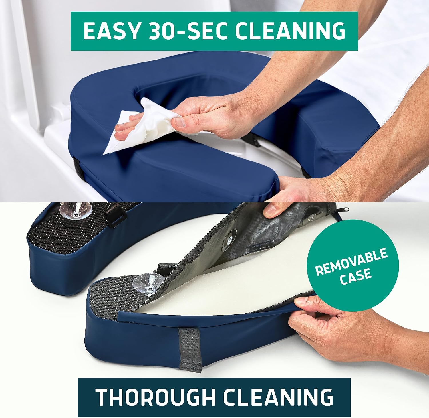 Lunderg Padded Toilet Seat Riser for Seniors - Adds 3 Inches. Universal Fit