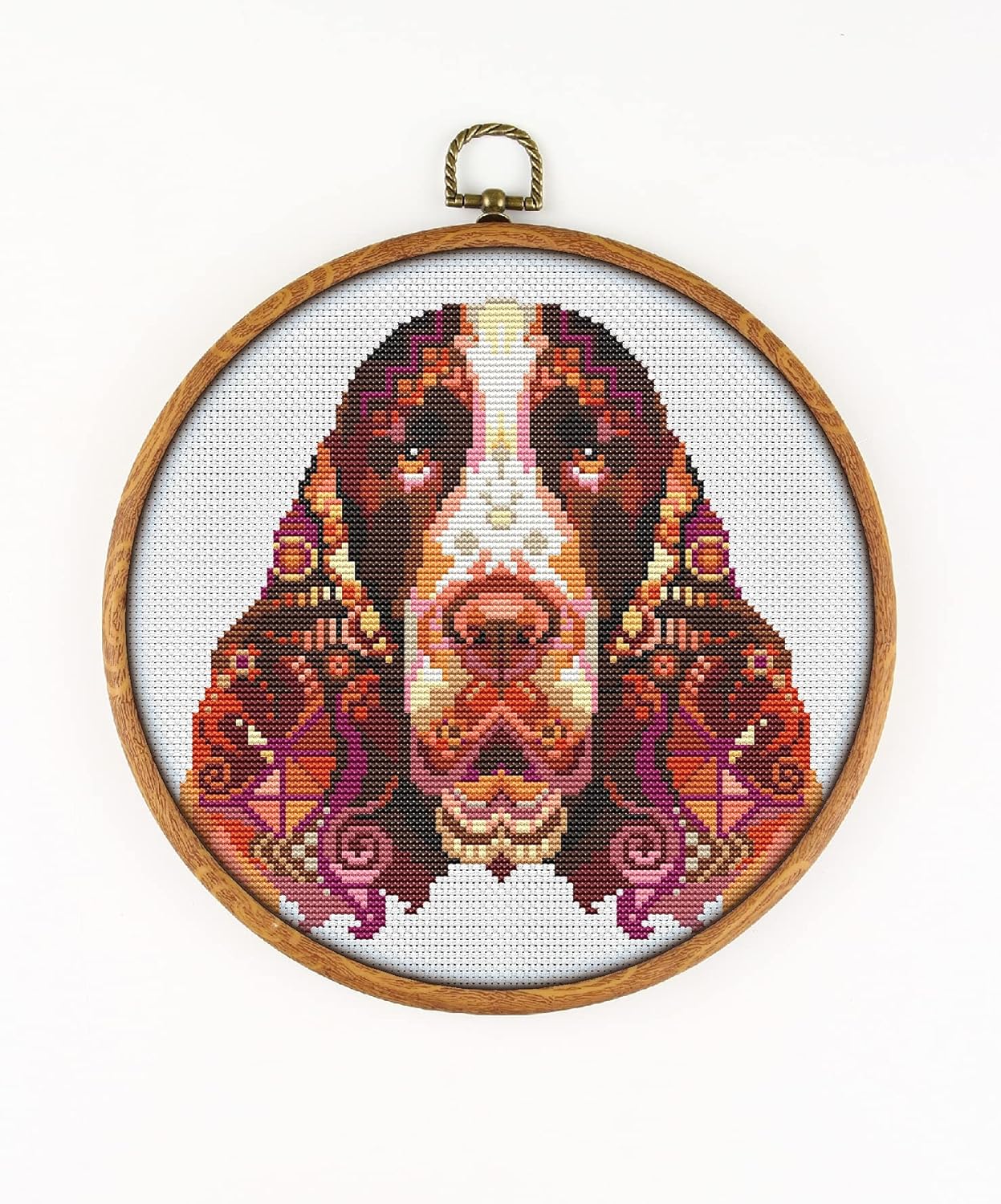 Spaniel English Springer K759 Counted Cross Stitch KIT#3. Threads, Needles, Fabric, Embroidery Hoop and Printed Color Pattern Inside. Embroidery Pattern