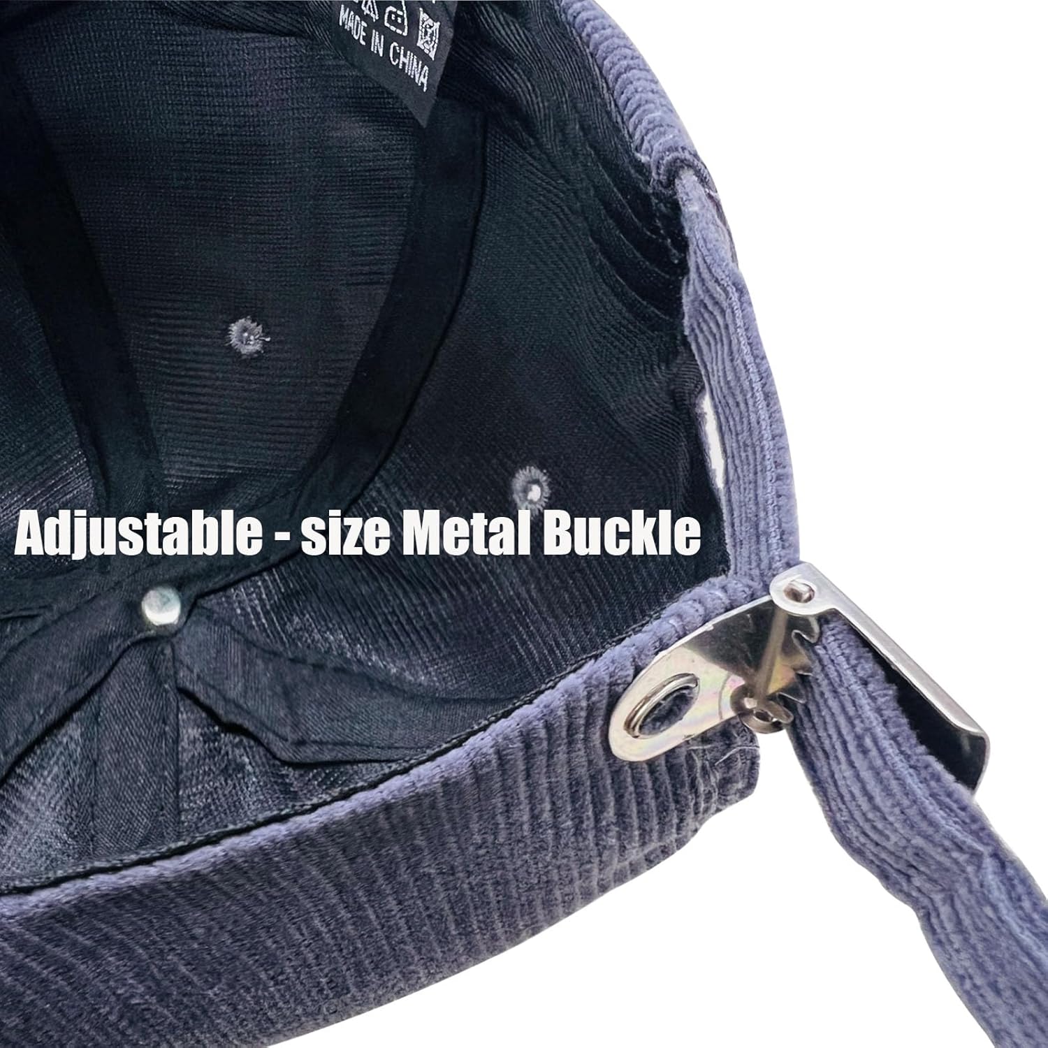 Corduroy Baseball Cap, Unstructured Trucker Hat- 2.3" Short Brim, Adjustable Fit & Foldable for Easy Storage Blue - Gray - Image 4