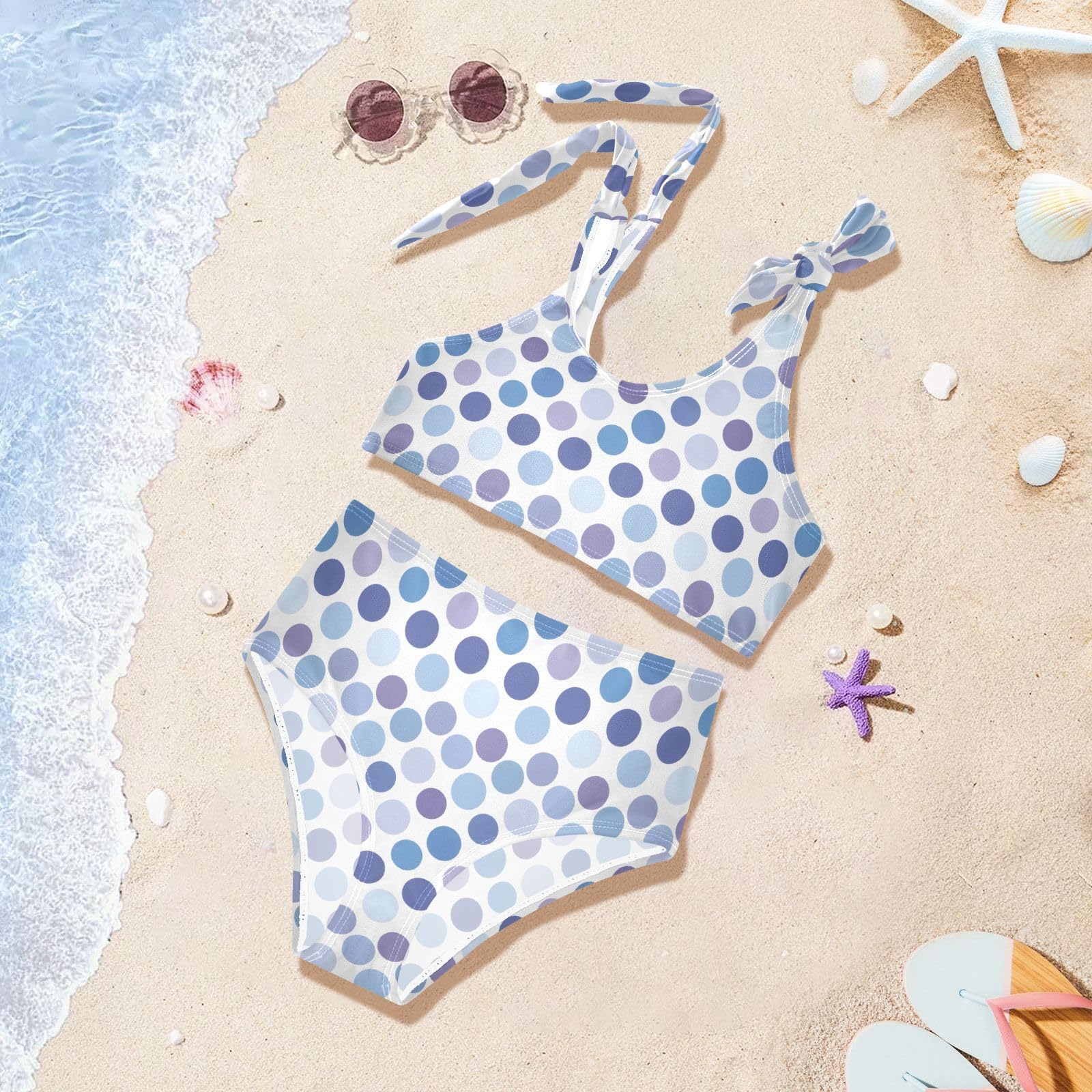 Blue Circle Girls Two Piece Tankini Swimsuits Summer Bathing Suit Beach Swimwear Set, 9-10T