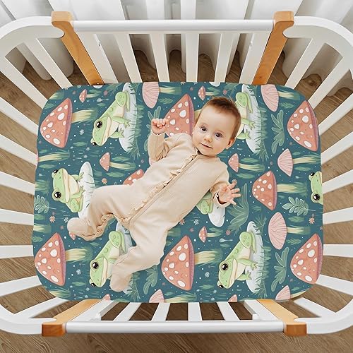 Miniatura 7 de Sábanas bajeras para cuna, sábanas para cuna de bebé con diseño de ranas y hongos para niño y niña, 21216810