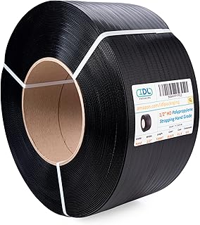 IDL Packaging 1/2" x 7200’ Hand Grade Polypropylene (PP) Strapping Roll of 8” x 8” Core Size, 600 lbs Break Strength – Lightweight and Affordable Poly Banding – Elastic and Flexible Packing Straps
