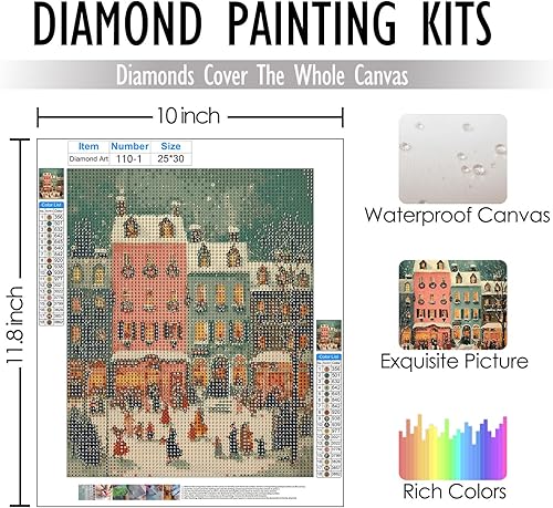 Miniatura 2 de RLTXBUK Paquete de 2 kits de pintura de diamantes de Navidad vintage de invierno, arte retro de diamantes de imitación para adultos, niños y