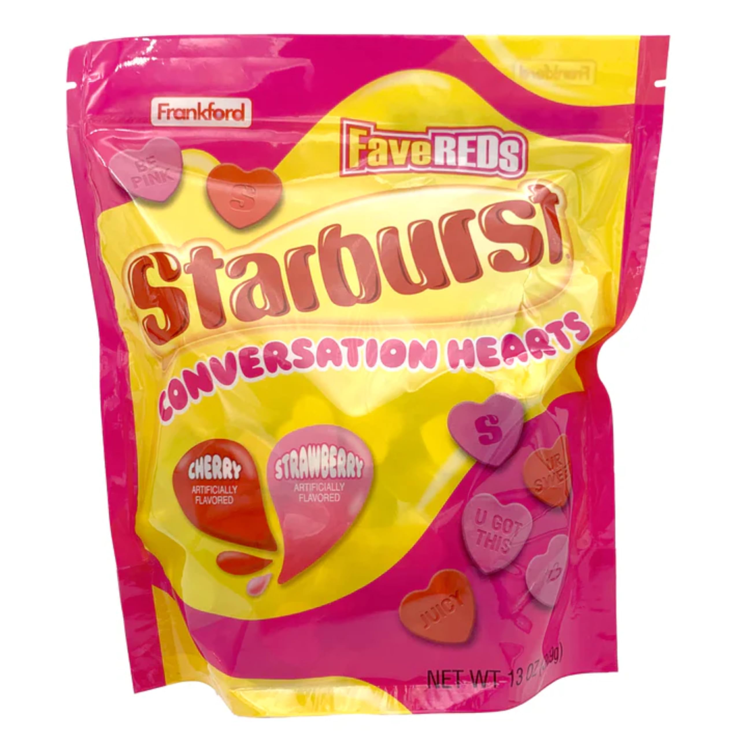 Frankford Starburst Conversation Hearts, Fruit Flavored Heart-Shaped Candies, Valentine’s Candy Bowl Fillers, 13 Ounces