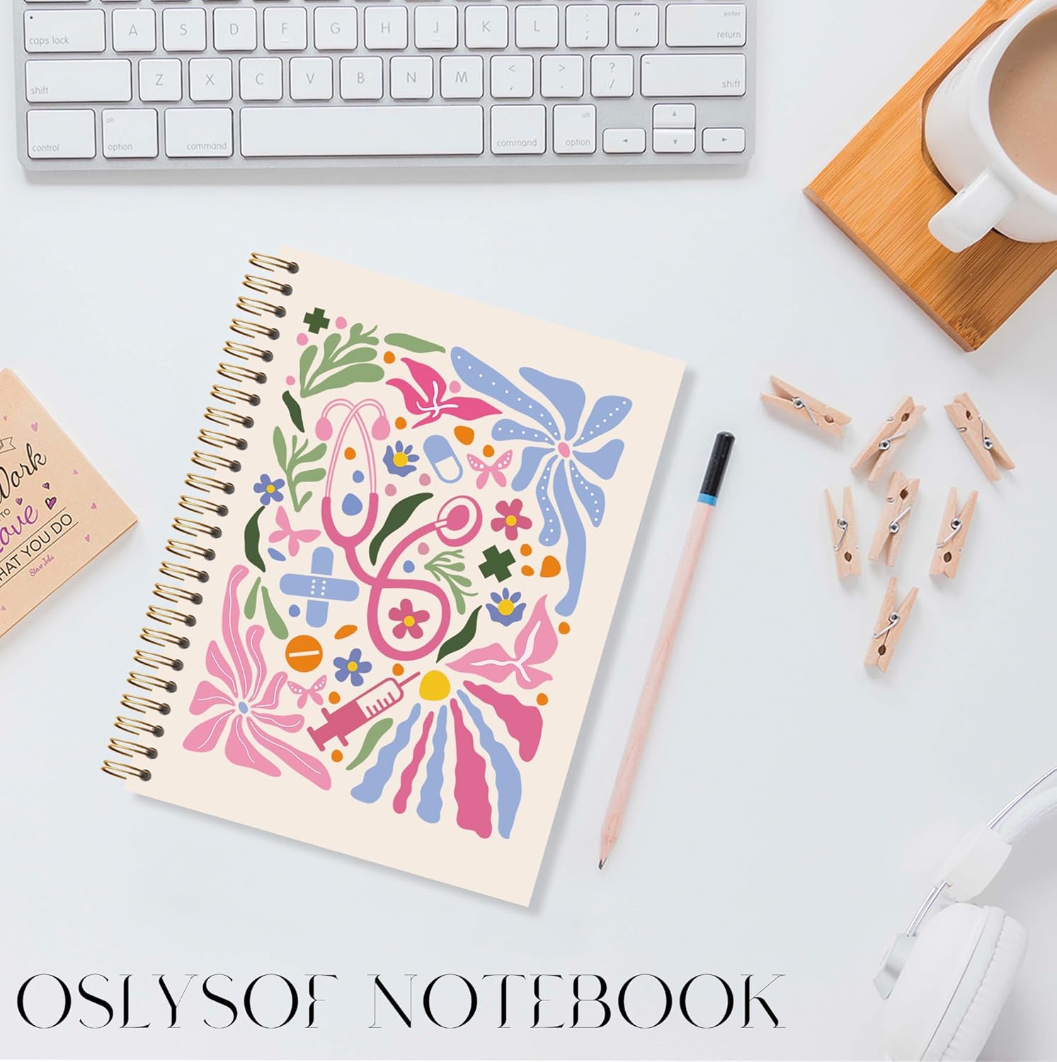OSLYSOF Nurse Spiral Notebook, Nurse Appreciation Gifts Notebook, Nurses Week Day Notebooks for Note Taking, Groovy Boho Floral Nursing Journal, 5.5x8.3 Inch with 164 Pages - Image 2