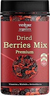 Vedyaz Organics Dried Berries Mix 250gm - Mix of Blueberry, Goji berry, Strawberry & Cranberries Dry fruits - Rich in Nutrients & Antioxidants