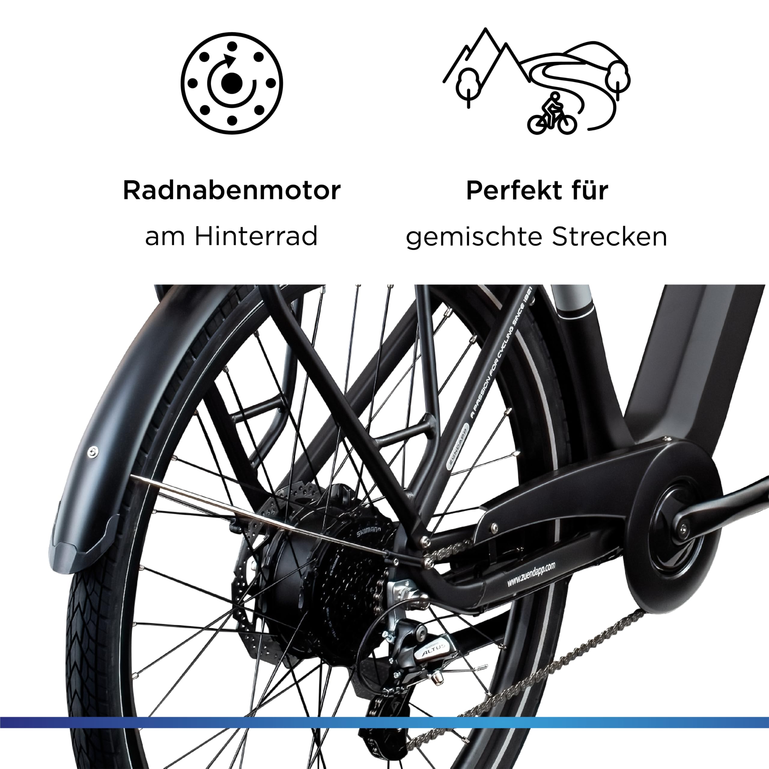 ZÜNDAPP Ebike Herren 28 Zoll Trekkingfahrrad | E Bike 8 Gänge 175-195 cm Elektro Fahrrad | E-Bike Elektrofahrrad mit hydraulischen Scheibenbremsen | Z810