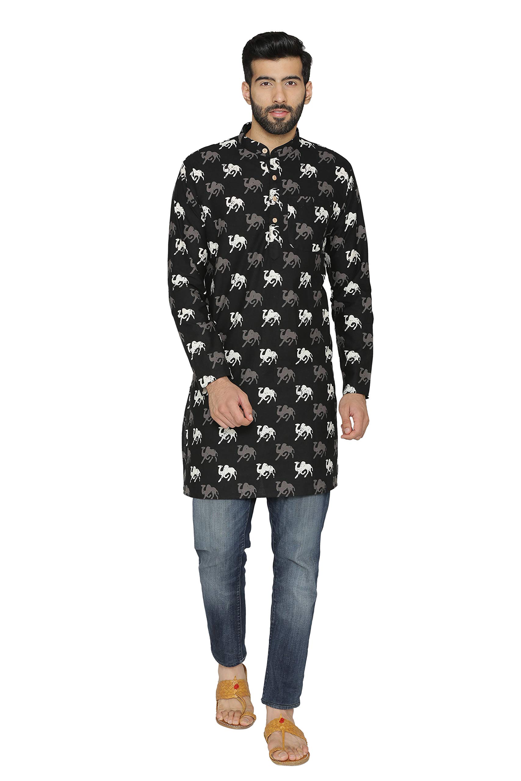 wintage Men's 100% Cotton Festive and Casual Long Indian Kurta Sleepset : Multiple Colors-picture-14