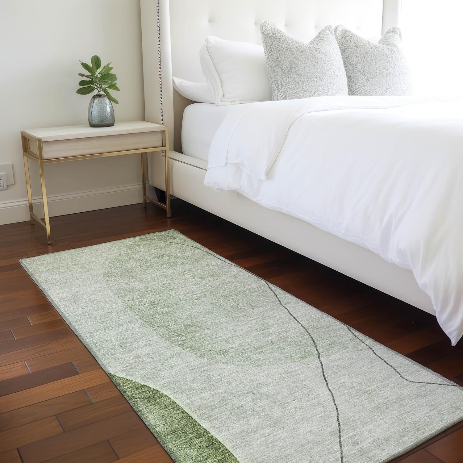 Addison Rugs Chantille ACN696 Green 2'3" x 7'6" Indoor Outdoor Hallway Runner Rug, Easy Clean, Machine Washable, Non Shedding, Kitchen Area Carpet for Bathroom, Patio, Laundry and Bedroom Rug