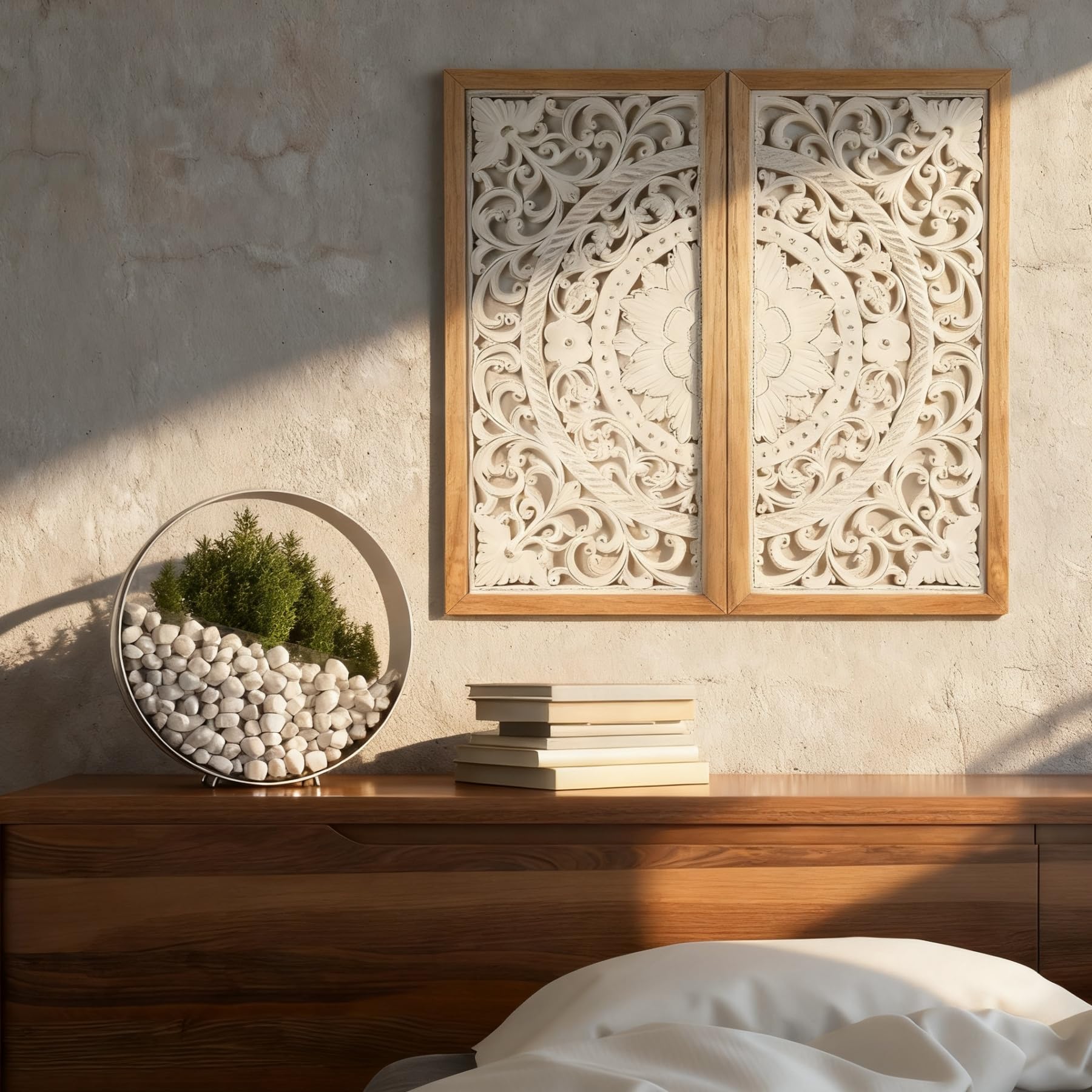 Lyyochinn Set 4 Decorazioni Da Parete In Legno Con Uccelli - Stile Bohémien, Dimensioni Variabili, Adesivi Inclusi - 2