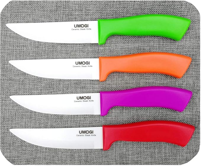 UMOGI Ceramic Steak Knives Set of 4 with Covers in Gift Box
