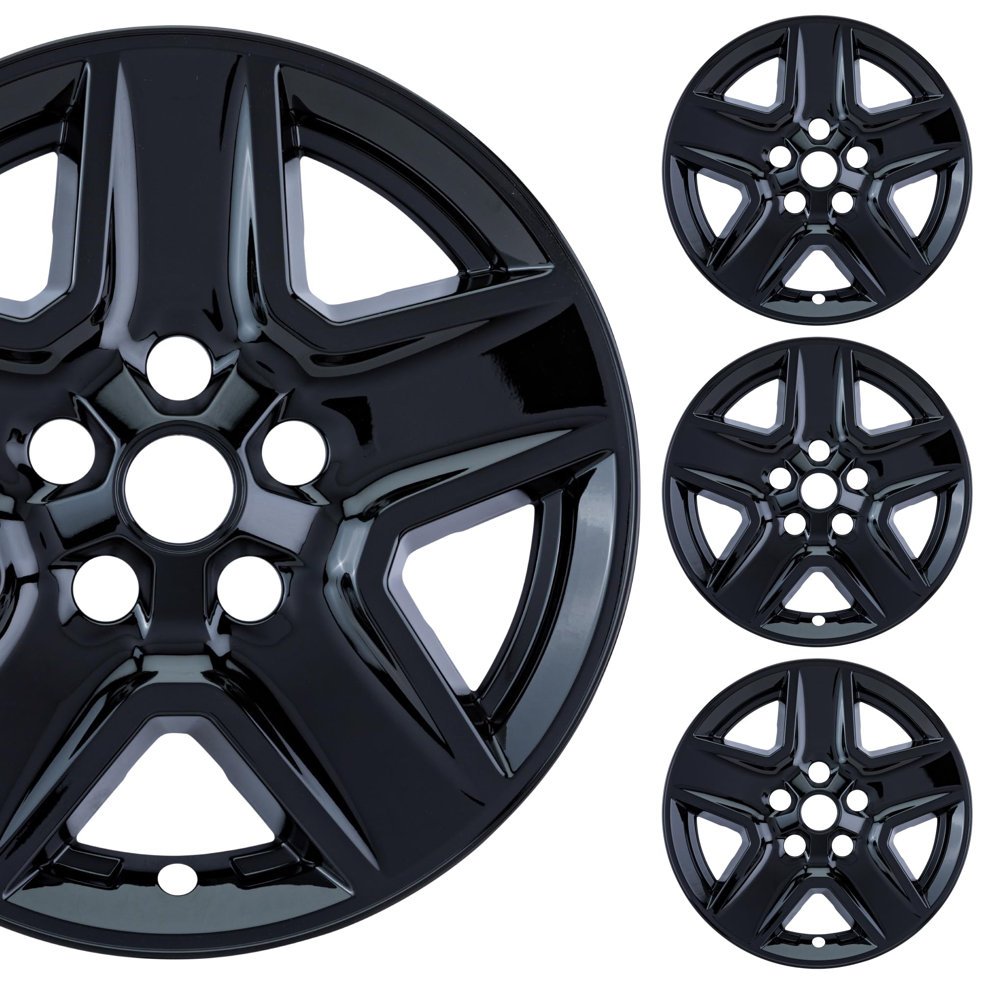 PACRIM 17" Gloss Black Wheel Skin Set Made for Jeep Gladiator (2020-2023) | Durable ABS Plastic Cover Hubcap | Fits Directly Over OEM Wheel