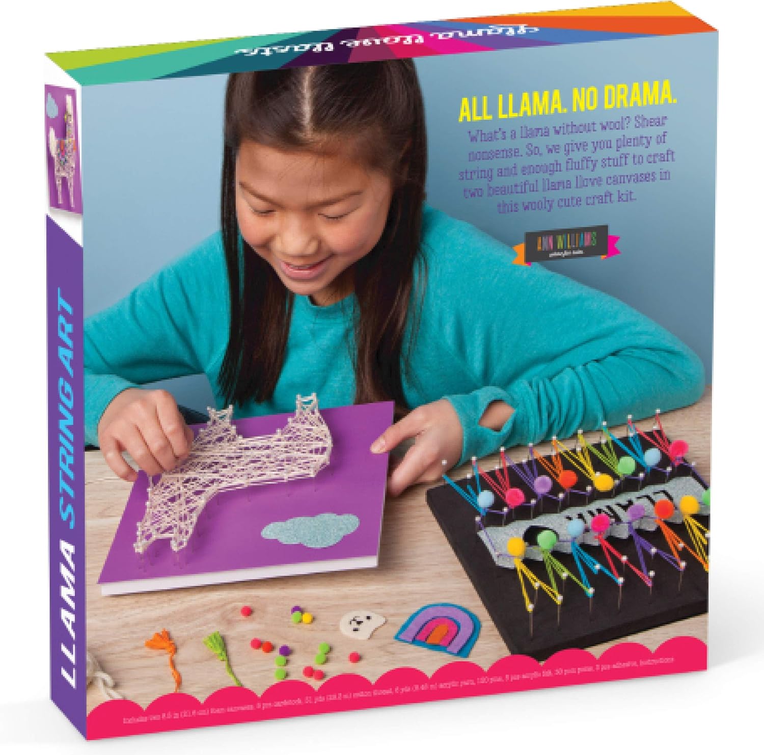 Craft-tastic – String Art Kit – Craft Kit Makes 2 Large String Art Canvases – Llama Edition