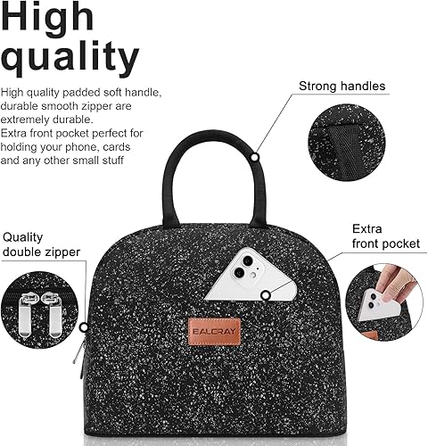 Miniatura 9 de BALORAY - Lonchera para mujeres y hombres con aislamiento para adultos reutilizable para el trabajo picnic escuela o viajes negro estrellado