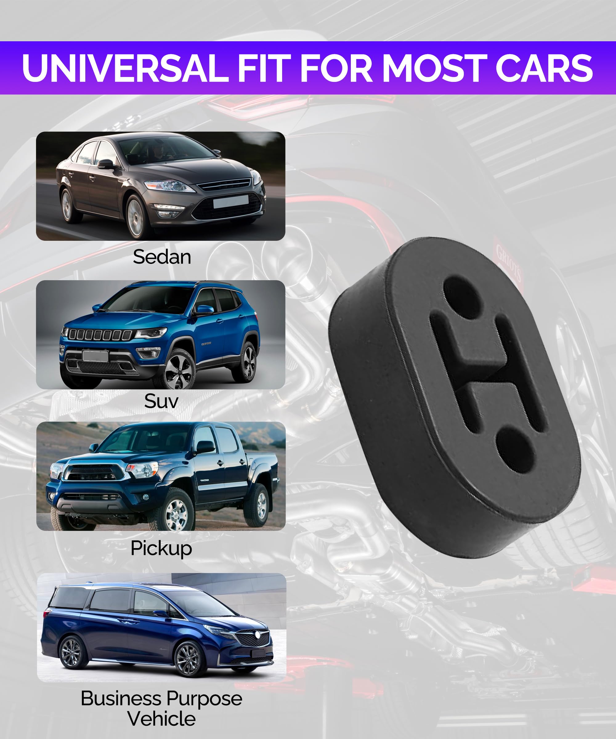 Gancio Per Marmitta Di Scarico Auto - Supporto In Gomma Antivibrante Per Auto, SUV, Camion E Jeep (2 Pezzi) - Foto 3