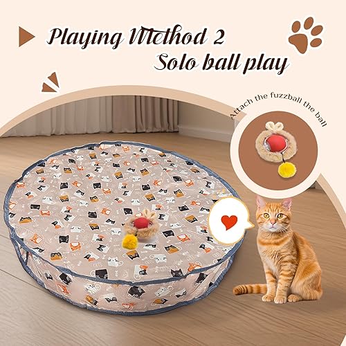 Miniatura 4 de Tapete interactivo de actividad para gatos de 28 pulgadas con bola rodante automática, sistema de búsqueda de juego, recargable por USB, no tóxico,