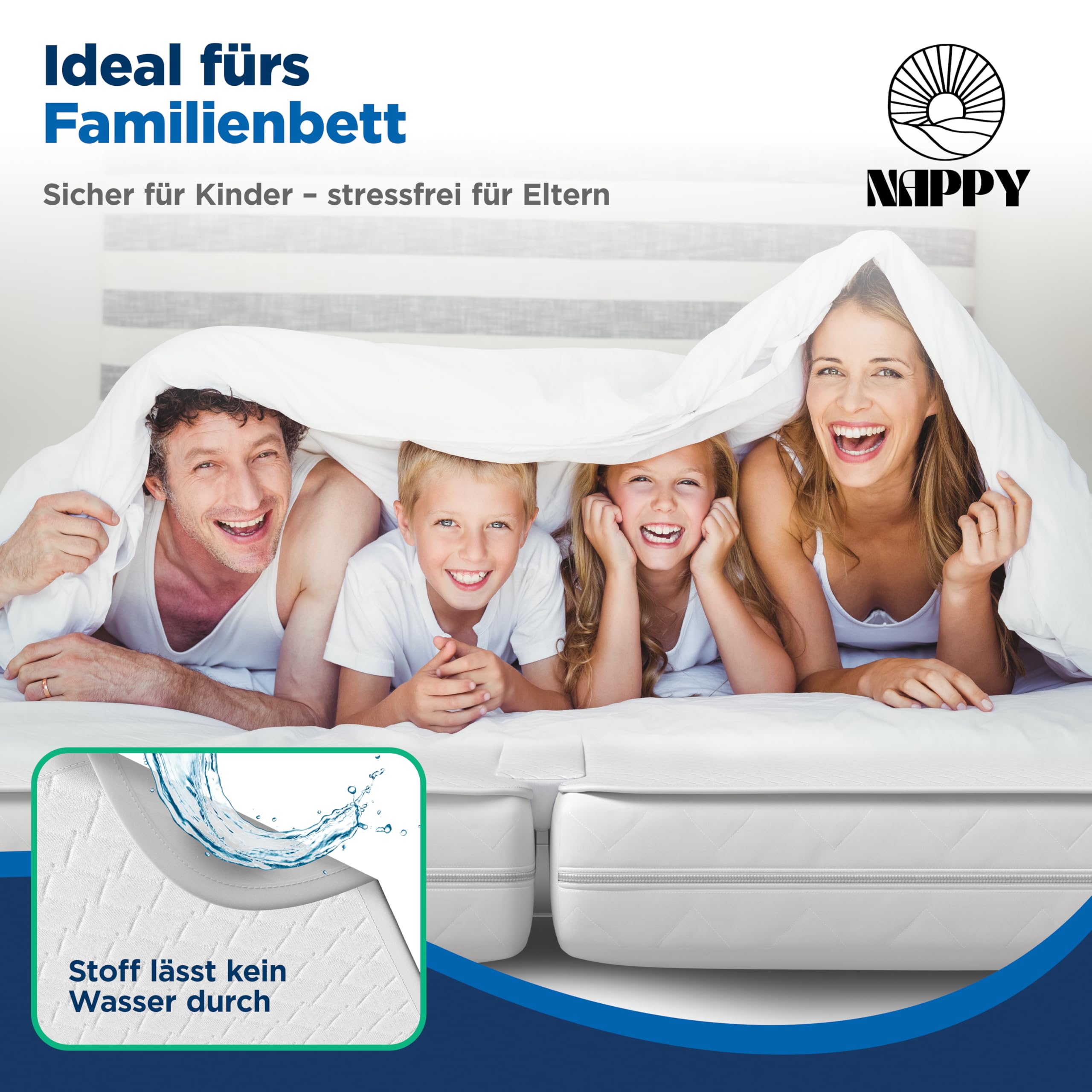 NAPPY Liebesbrücke 180x200cm waschbar | Matratzenkeil mit Matratzenverbinder wasserdicht für Paare und Eltern | Ritzenfüller für Matratzen gegen Verrutschen | Kombination mit Bettkeil (180cm x 200cm)