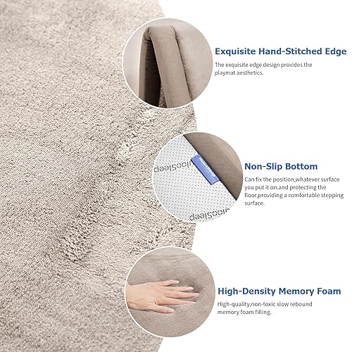 Miniatura 2 de Tapete de juego para bebé para piso, tapete de espuma viscoelástica de 1.2 pulgadas de grosor, tapete de terciopelo coral suave, tapete