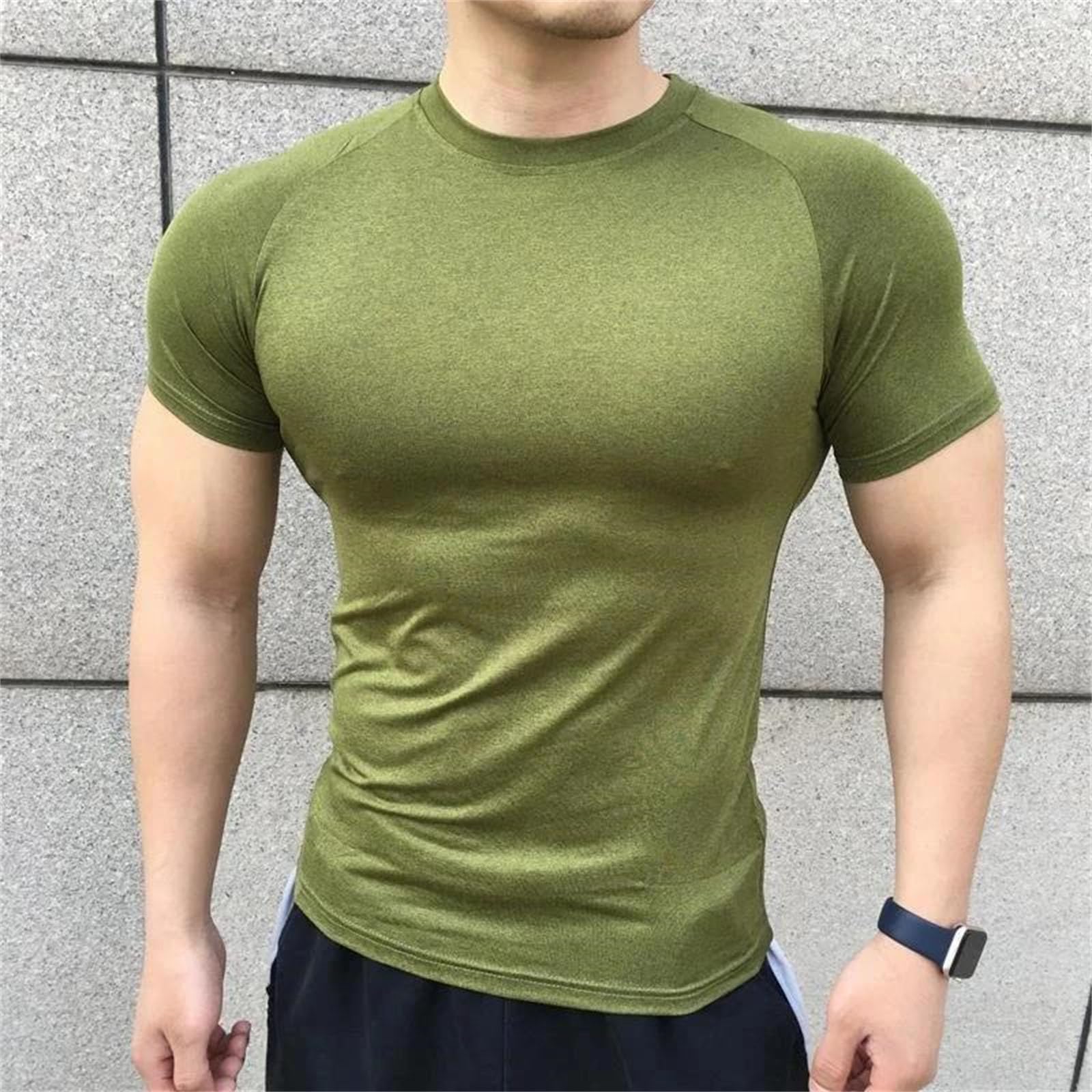 Maglietta estiva da uomo a maniche corte, per fitness, corsa, sport, palestra, allenamento, casual, elasticizzata