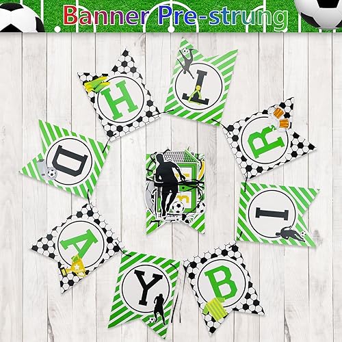 Miniatura 7 de Decoraciones de fiesta de fútbol, carteles de feliz cumpleaños con temática de fútbol, mantel, decoración de arco de globos de fútbol, 3 rollos de