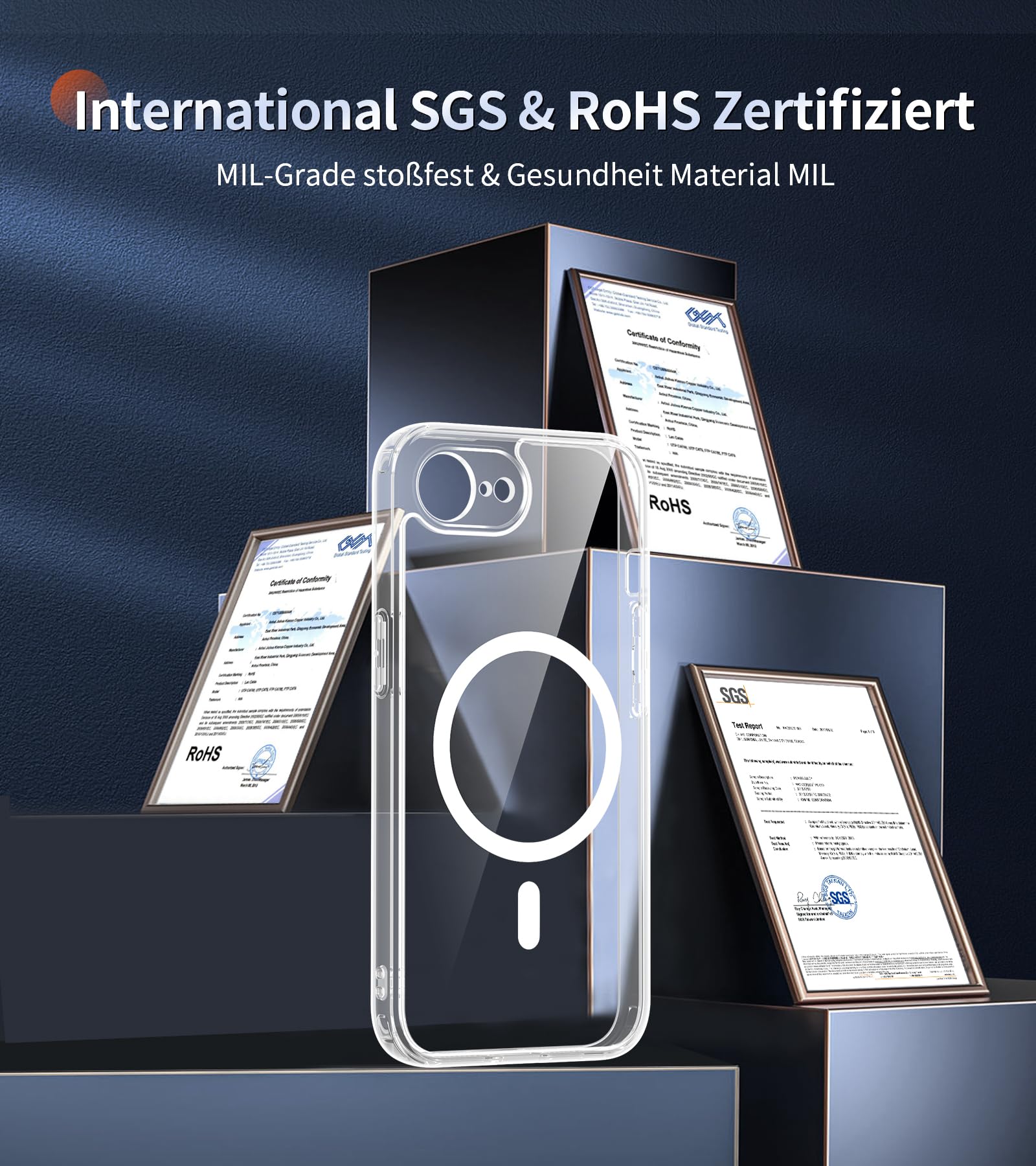 FLLAO Cover Magnetica per iPhone 16e Custodia e 2 Pellicole in Vetro Temperato, Cover iPhone 16e Compatibile con Magsafe, Traslucida Opaca Posteriore Sottile Antiurto Protettiva Case, Trasparente