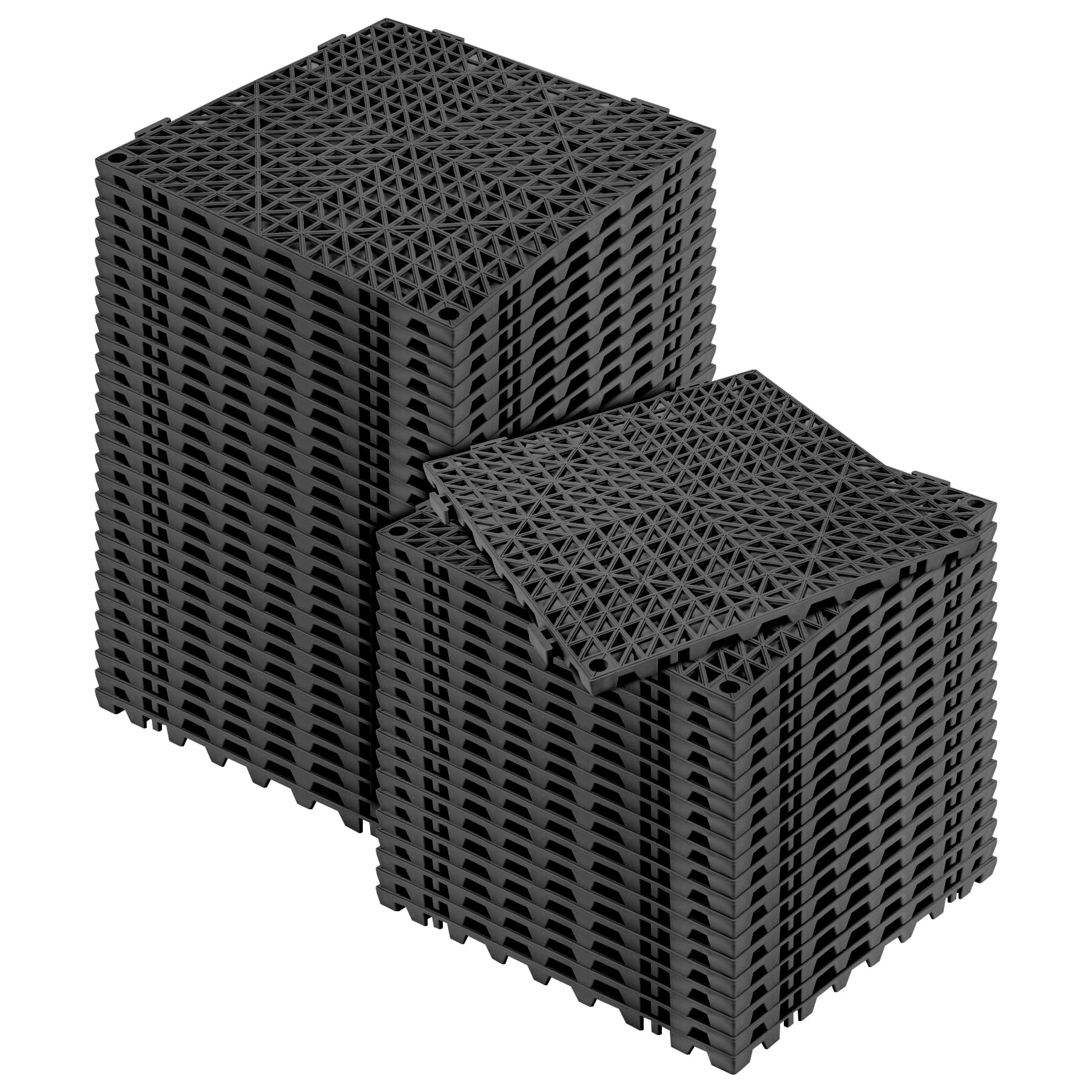 MYFAMIREA Modular Interlocking Cushion 12 Pack 11.8" x 11.8" Rubber Floor Tiles Non-Slip Splicing Drainage Mats for Deck, Pool, Shower, Patio, Balcony, Bathroom, Kitchen, Yard (1 Rows Dots, Black) — Amazon image 20
