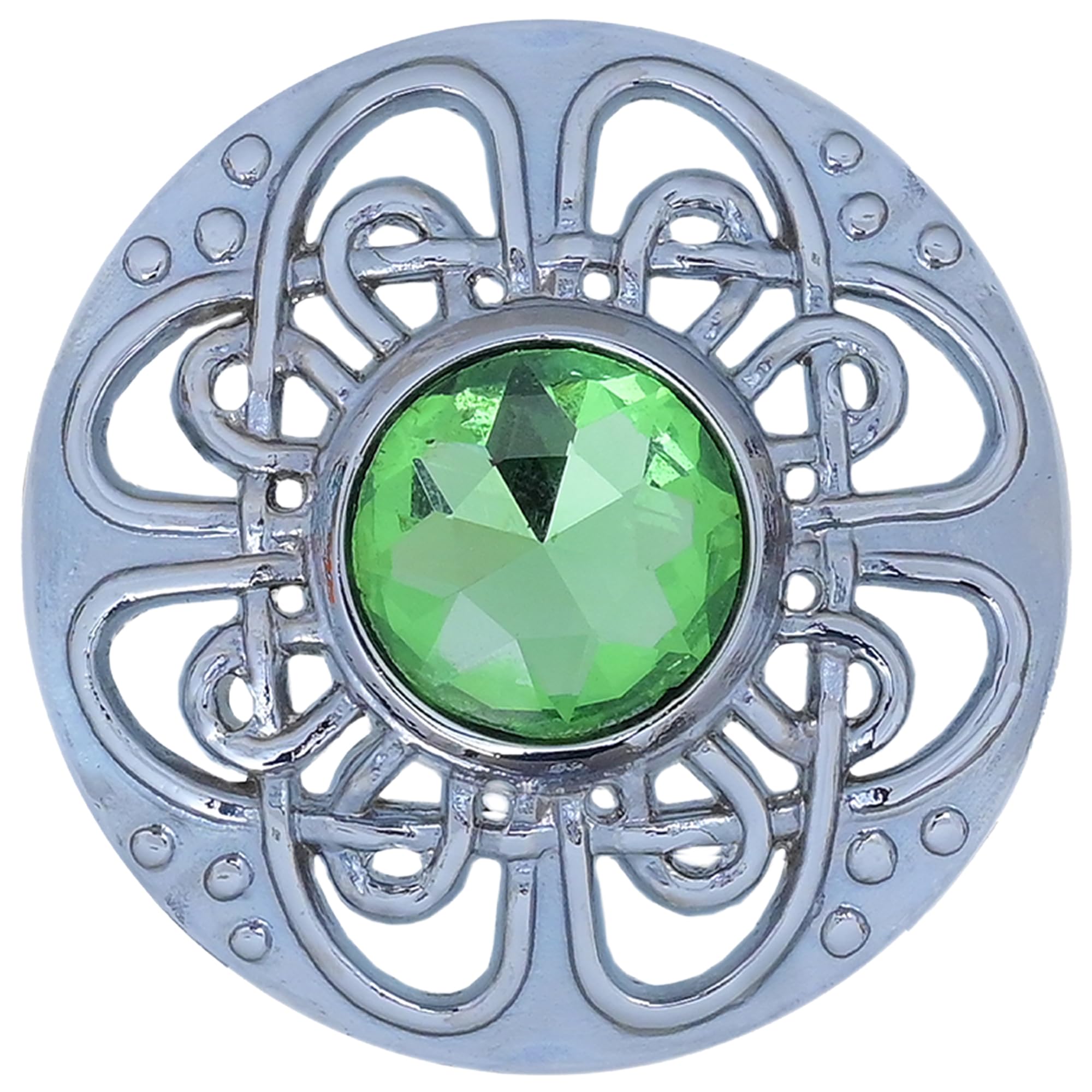 Elegant Culloden Plaid Brooch – Scottish Kilt Fly Plaid Brooch Intricate Celtic Knot in Pewter with Gemstone 3-Inch Diameter – Ideal for Scottish Kilts &amp; Formal Wear