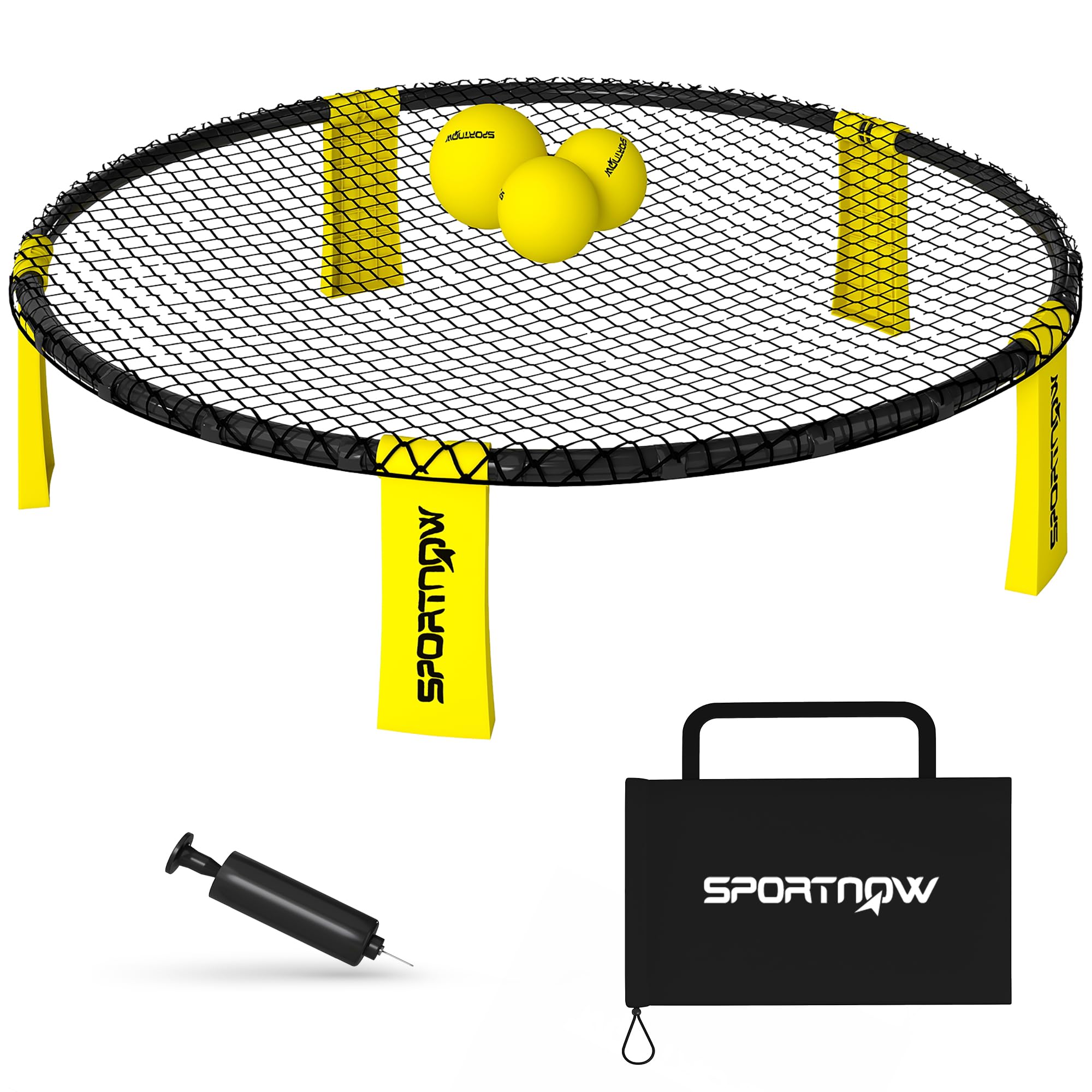 SPORTNOW Roundnet Set Spieleset mit Spielnetz, 3 Bällen, Tragetasche und Ballpumpe, Blinngoball Set für Garten, Park, Strand, drinnen