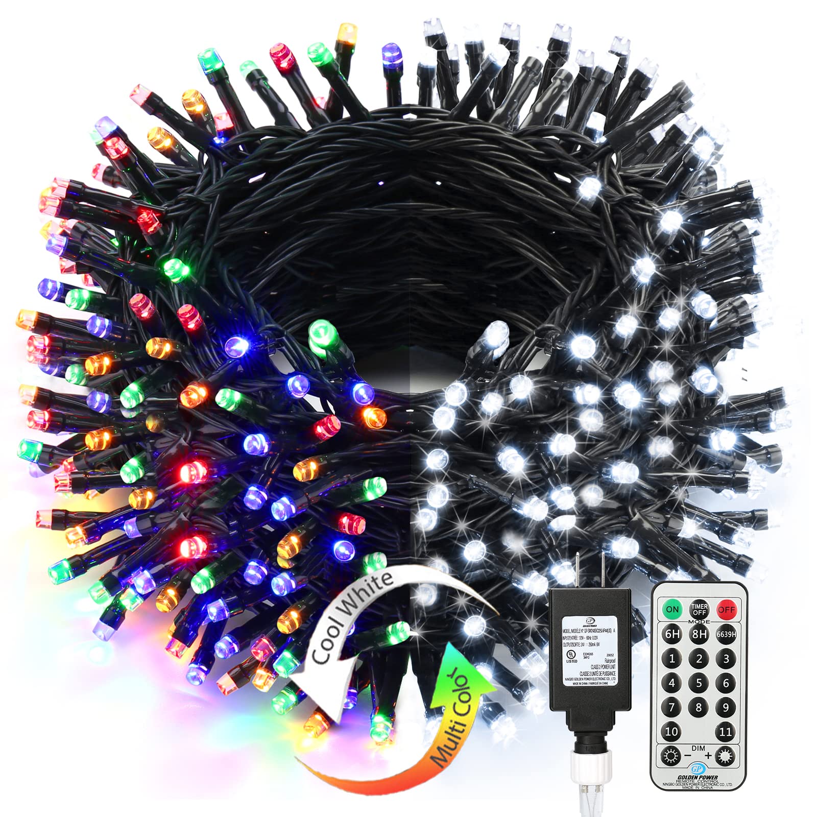 Amazon.com: Brizled Christmas String Lights, 279ft 800 LED Color Changing  Christmas Lights with Remote, 11 Modes Christmas Tree Lights Cool White &  Multicolor Green Wire Xmas Lights Outdoor for Xmas Party Home :