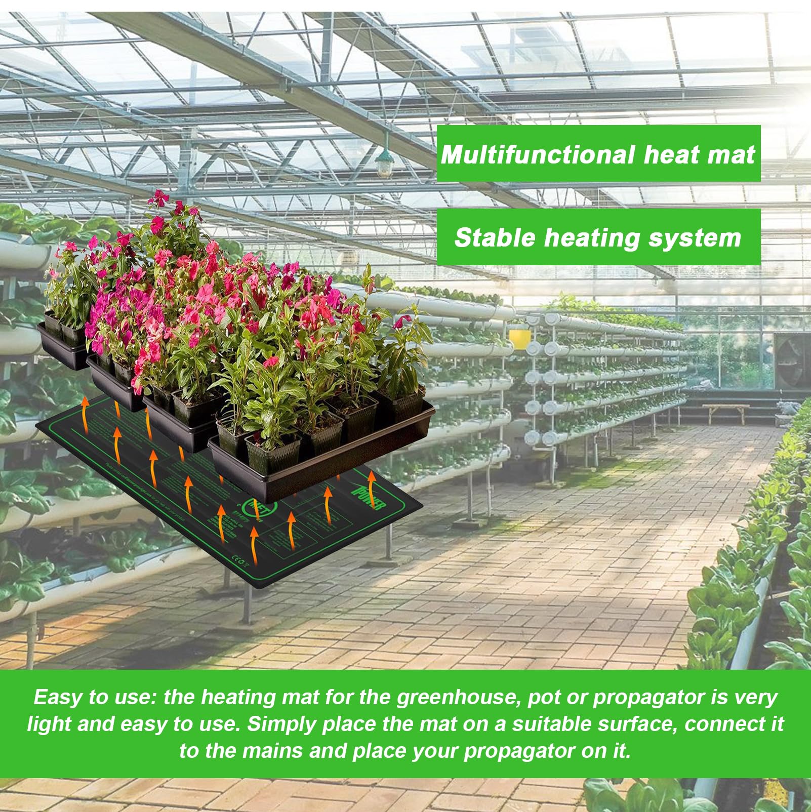 Luxbird Tapis Chauffants Pour Plantes 21W, Tapis Chauffant Chauffage Doux Pour Germination Et Croissance Intérieure, Imperméable IP67, 52 X 25 Cm Pour Semis, Reptiles, LB-HM21W