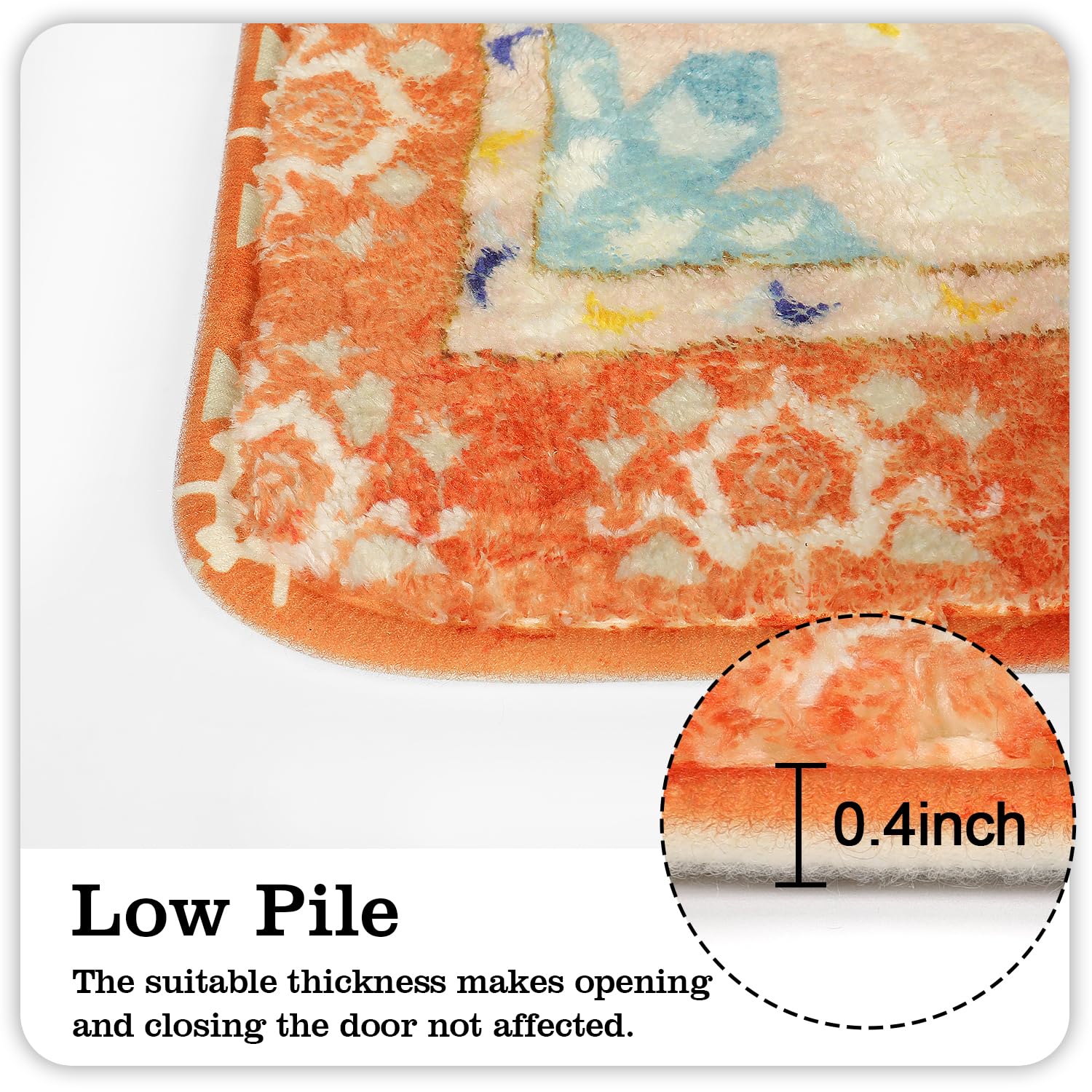 Alfombras de baño tribales bohemias, color naranja, bonito tapete de baño floral, antideslizante, lavable a máquina, alfombra pequeña, suave, oriental para decoración de baño, para fregadero, 5