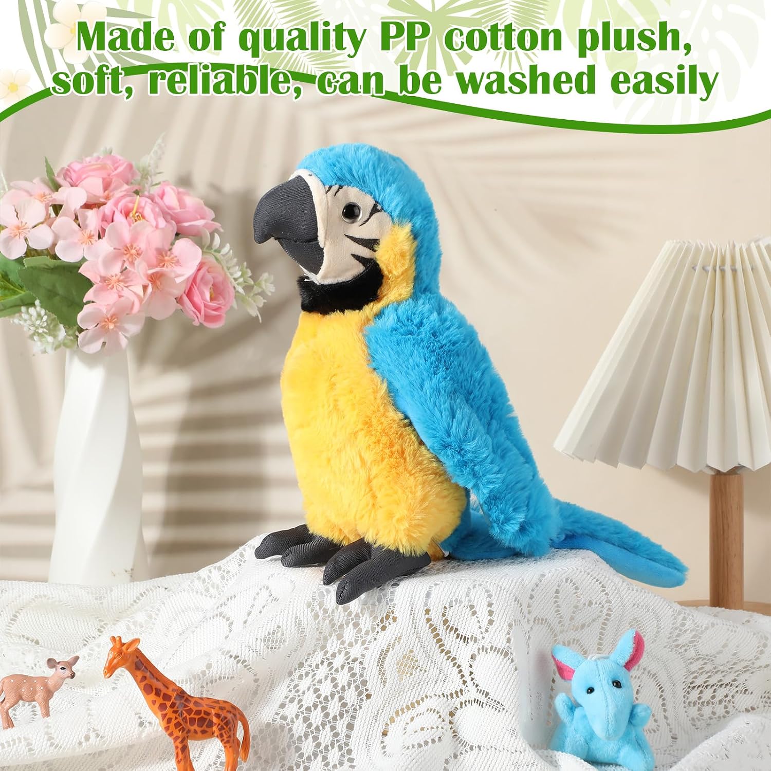 Jexine 9.8 Inch Macaw Parrot Stuffed Animal, Parrot Plush Toy,Blue image 4