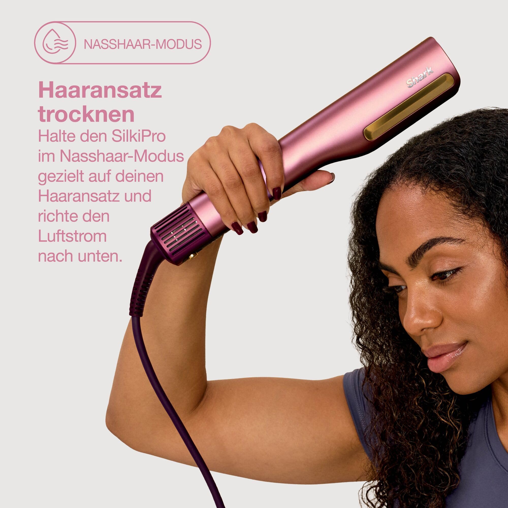 Shark SilkiPro Straight Glätteisen + Haartrockner, Rosa [HT401EUPK] | mit hitzebeständiger Aufbewahrungsbox – Rosa [HT401EUPK]