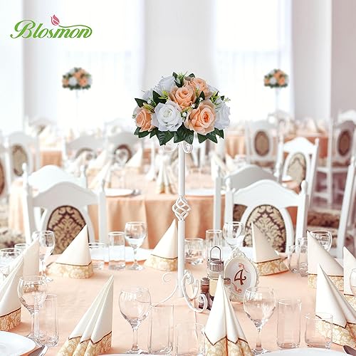 Miniatura 7 de BLOSMON Bolas de flores, centros de mesa de rosas de boda 6 piezas de flores falsas moradas azul marino bolas de besos Decoración Arreglos florales