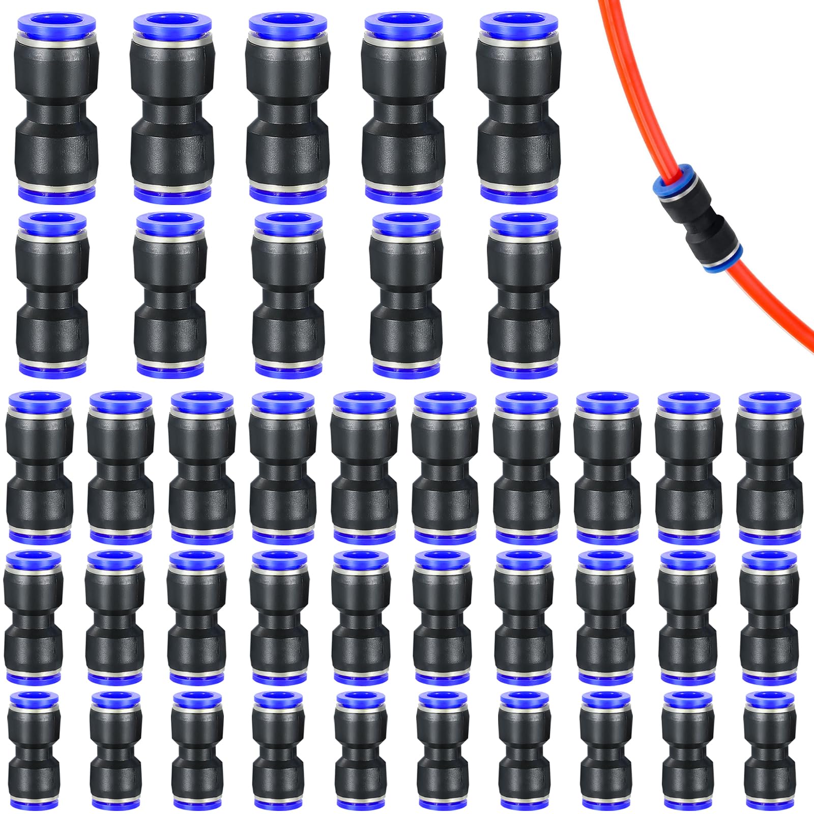40 Pezzi Attacco Rapido Aria Compressa Raccordi Aria Compressa Connettori Pneumatici Raccordi Push To Connect, Raccordo Rapido Push in per Connettori per Aria Senza Strumenti Aggiuntivi
