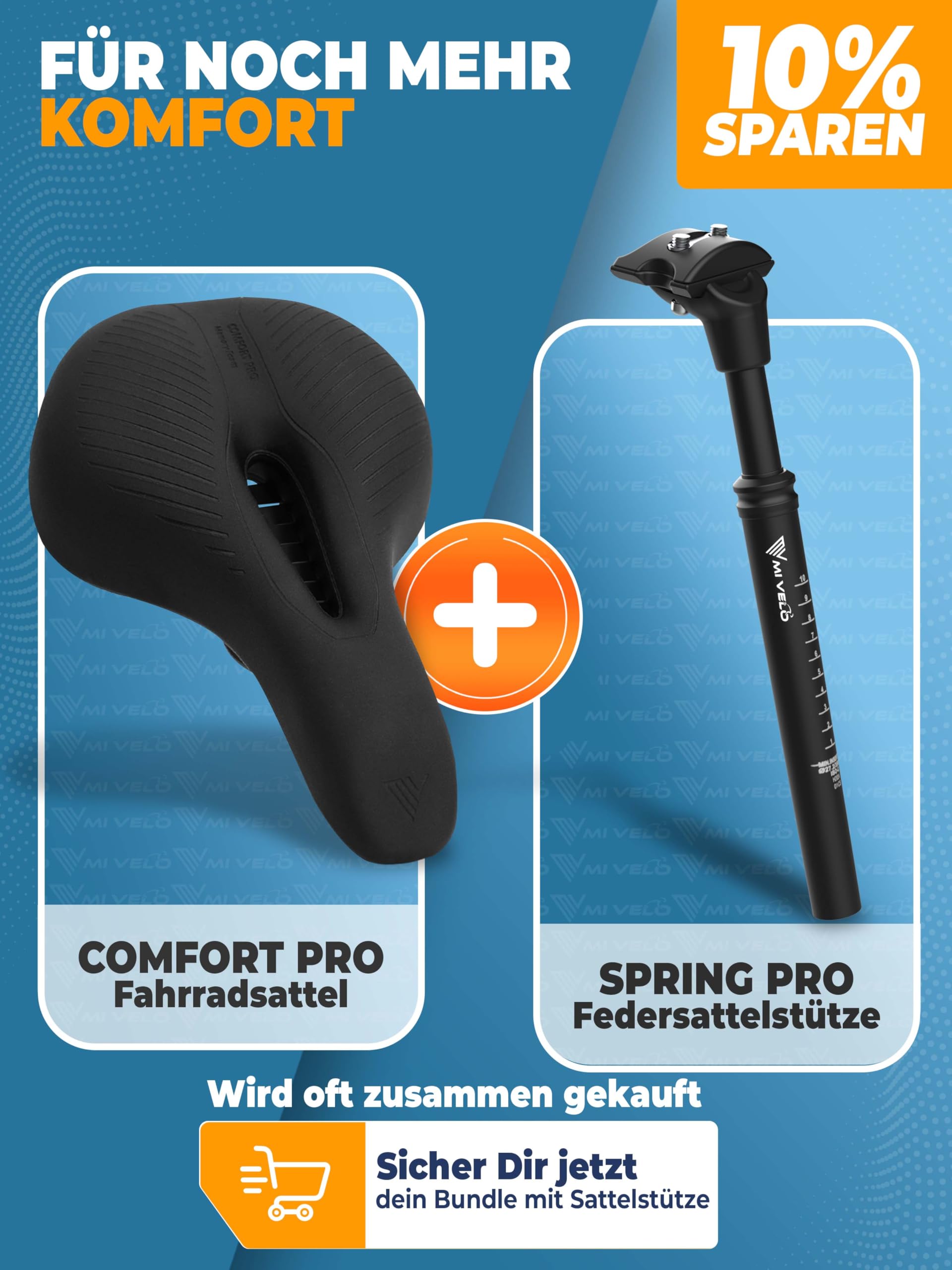 MIVELO Comfort PRO Fahrradsattel Memory Foam - Atmungsaktiv I Fahrrad Sattel Damen I Fahrradsattel Herren bequem & ergonomisch I Sattel für maximalen Fahrtkomfort