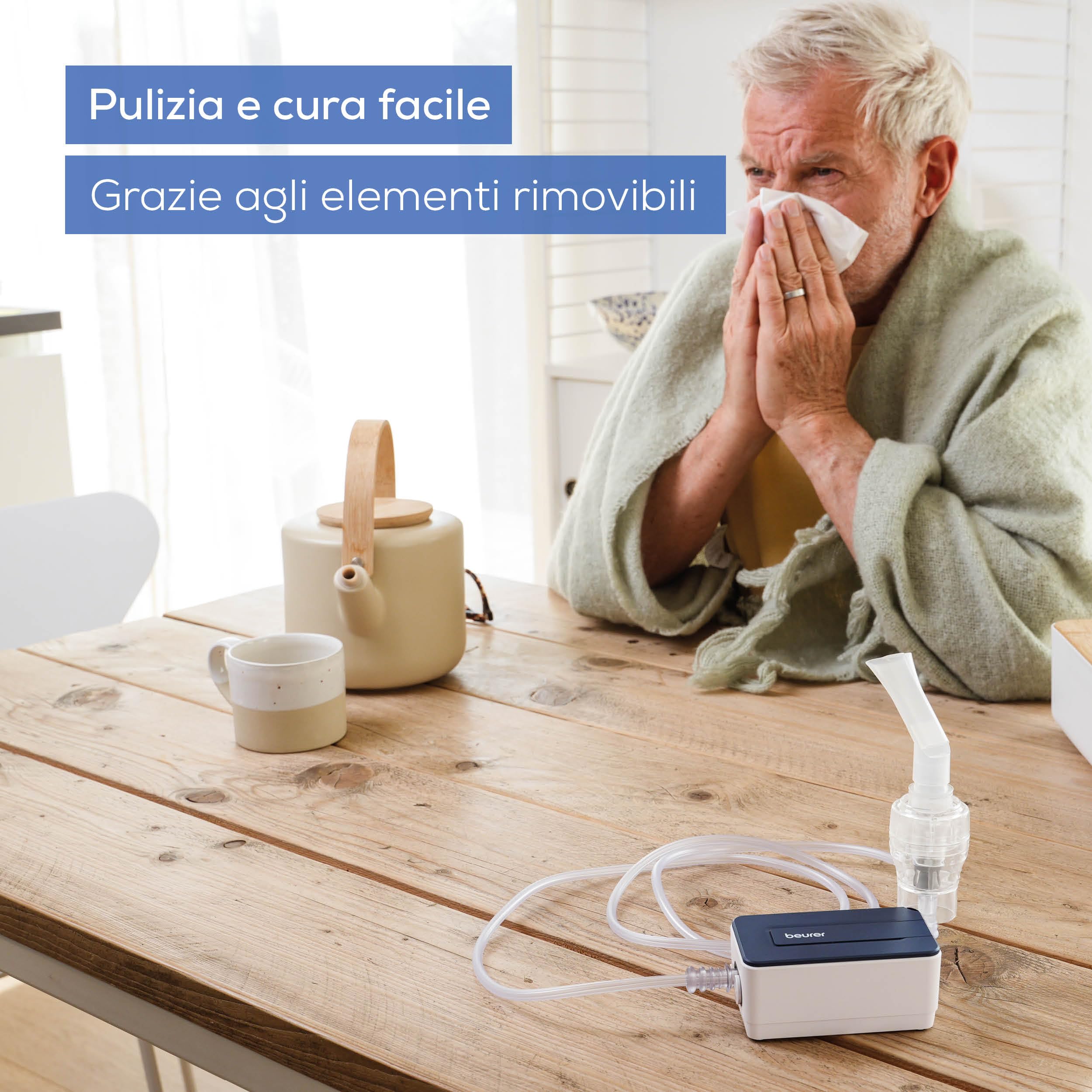 Beurer IH 15 Aerosol a Compressore per vie respiratorie superiori e inferiori, Nebulizzatore Compatto e Leggero, uso quotidiano facile e veloce, ottimale in viaggio, Pulizia Igienica, con accessori